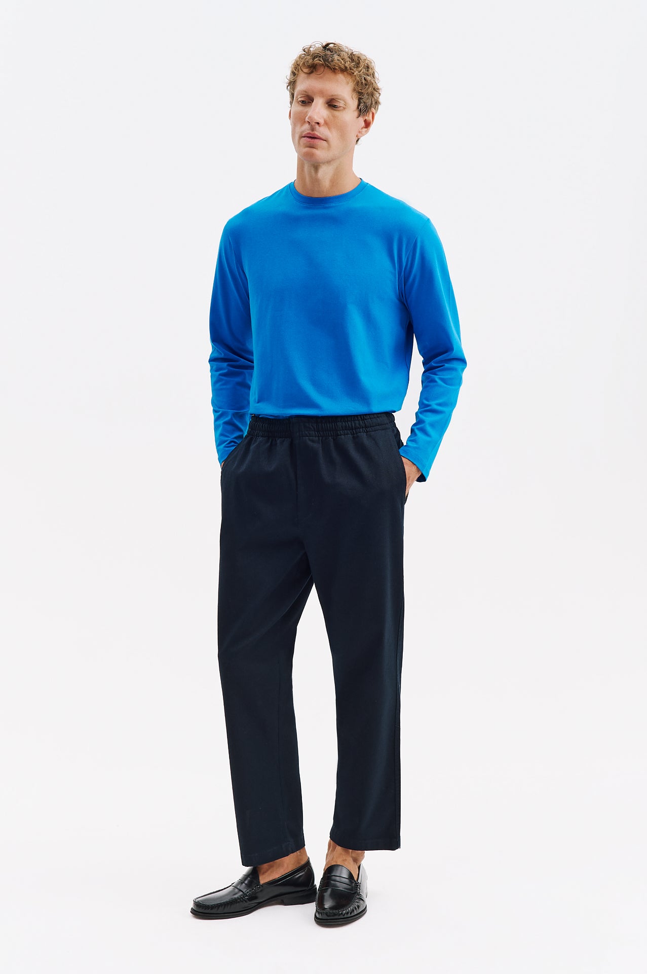 BELİ LASTİKLİ GABARDIN LACİVERT PANTOLON