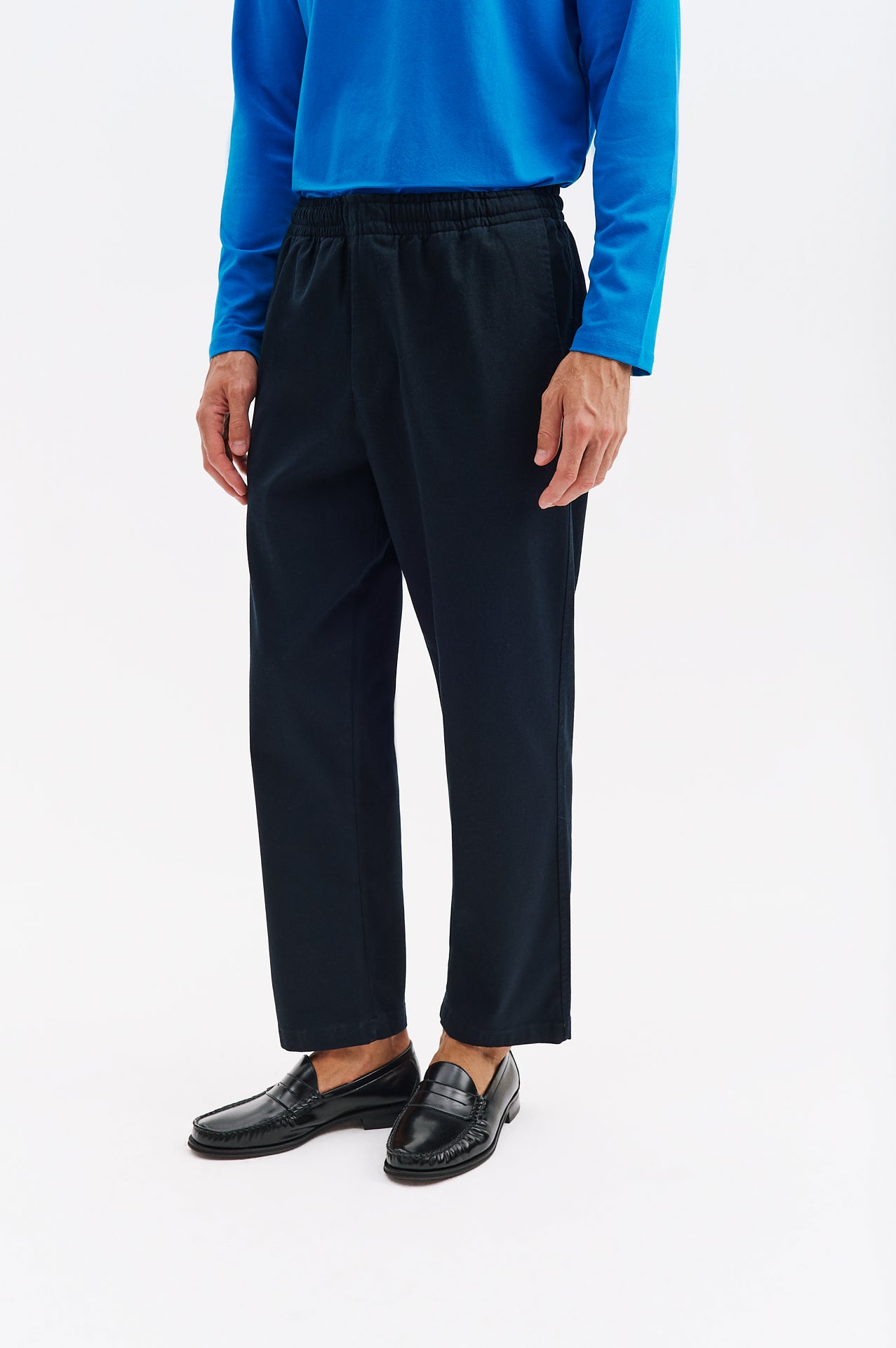 BELİ LASTİKLİ GABARDIN LACİVERT PANTOLON