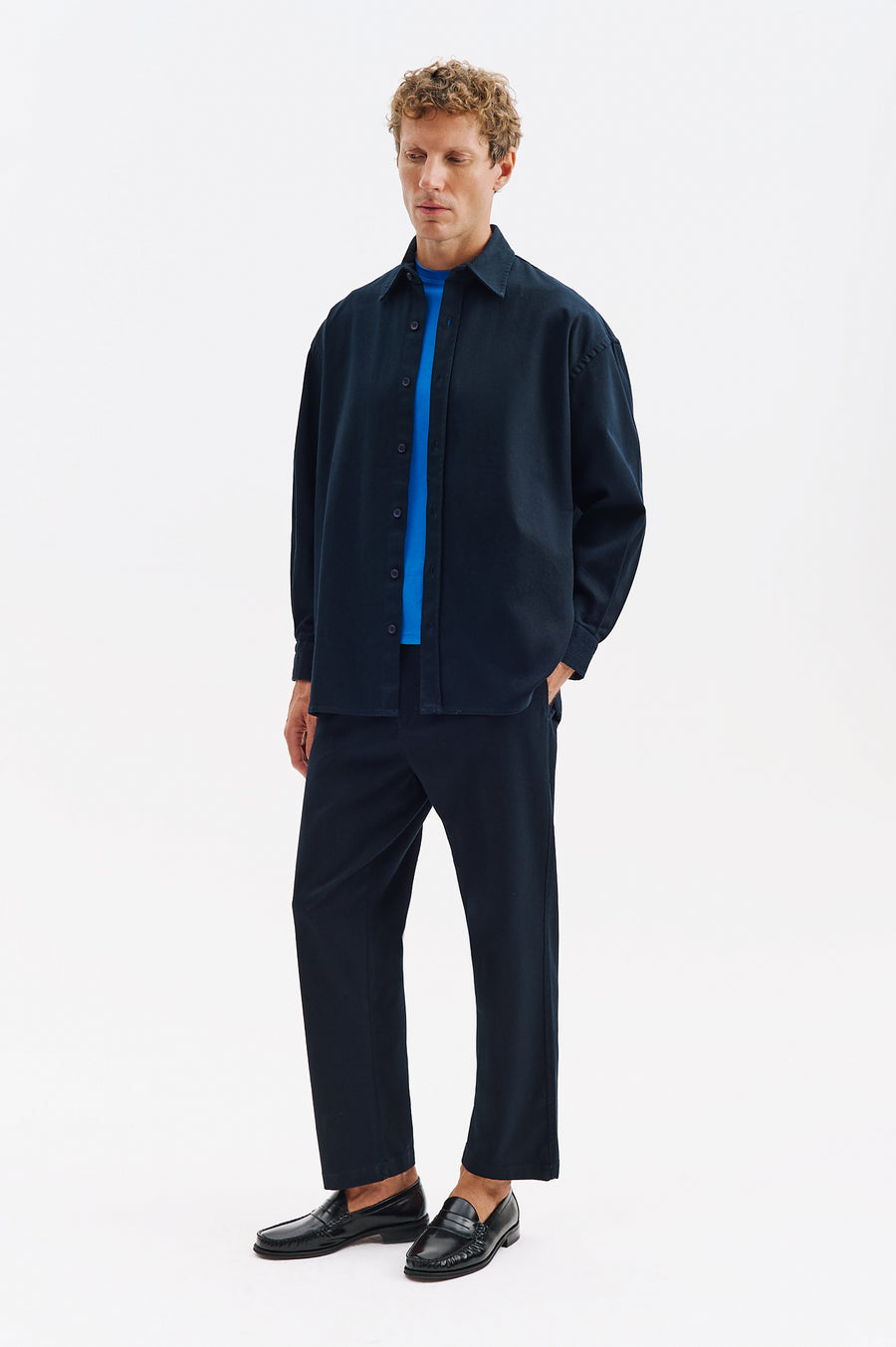 OVERSIZE GABARDINE NAVY SHIRT