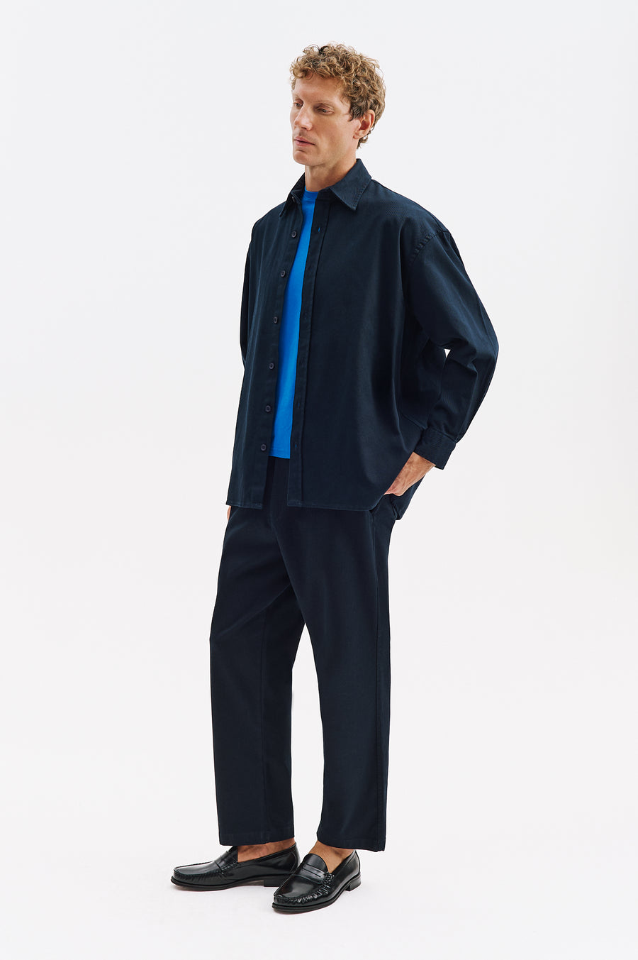 OVERSIZE GABARDINE NAVY SHIRT