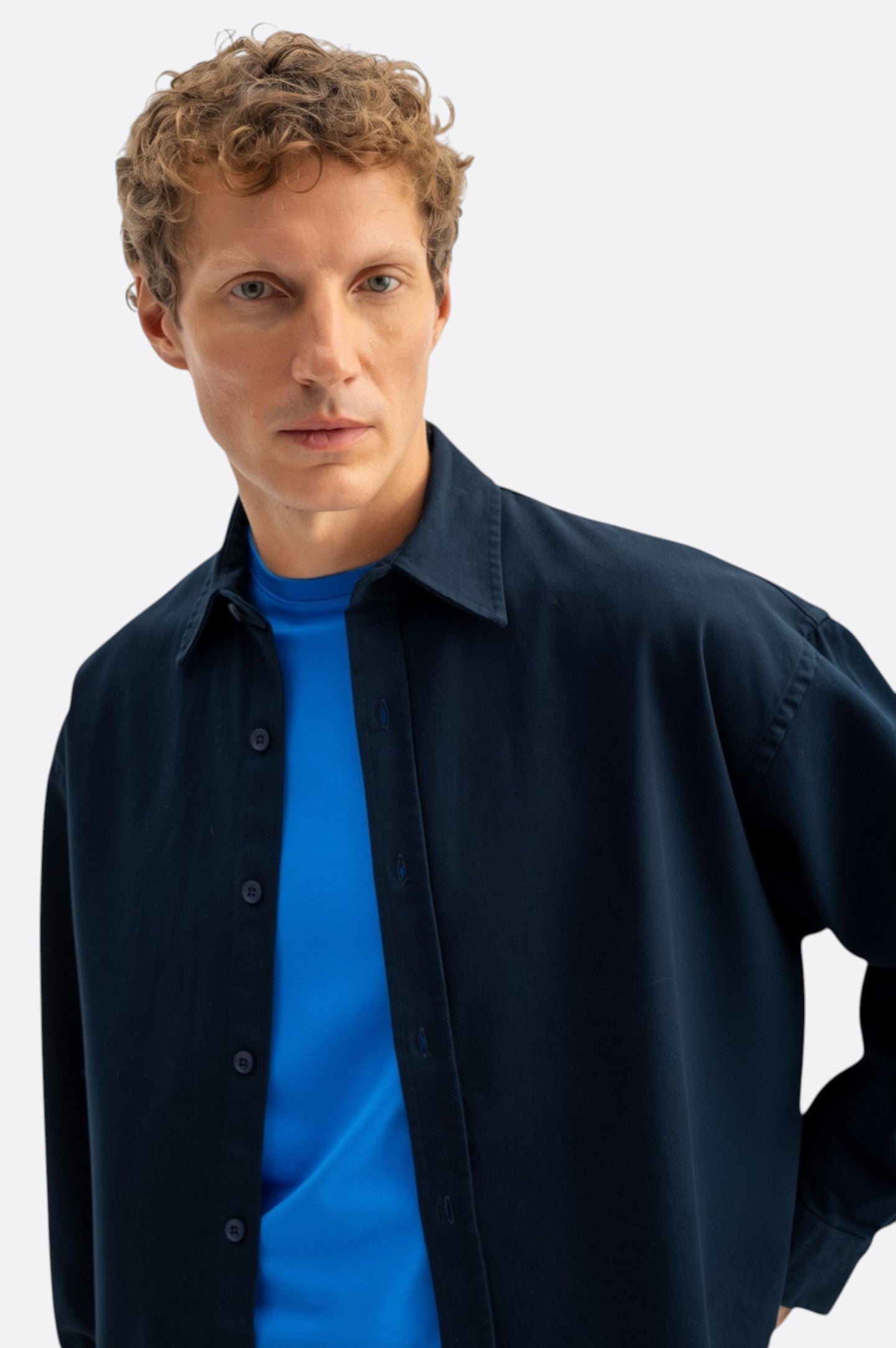OVERSIZE GABARDINE NAVY SHIRT