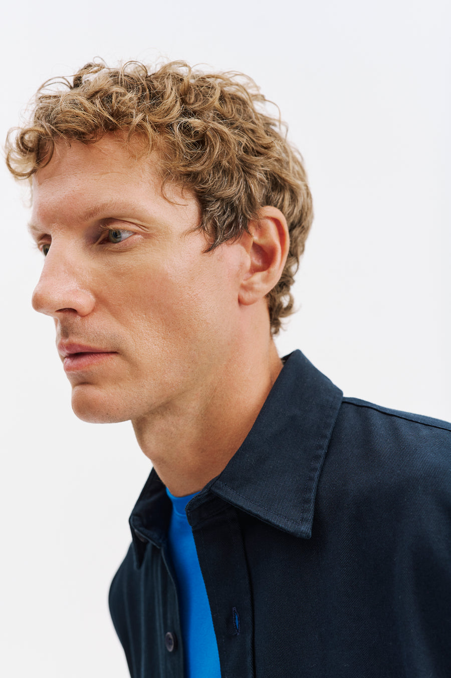 OVERSIZE GABARDINE NAVY SHIRT