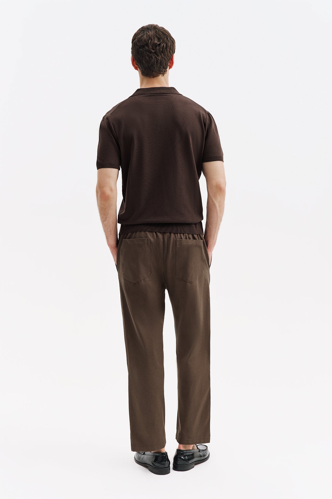 POLO NECK BROWN KNITTED T-SHIRT