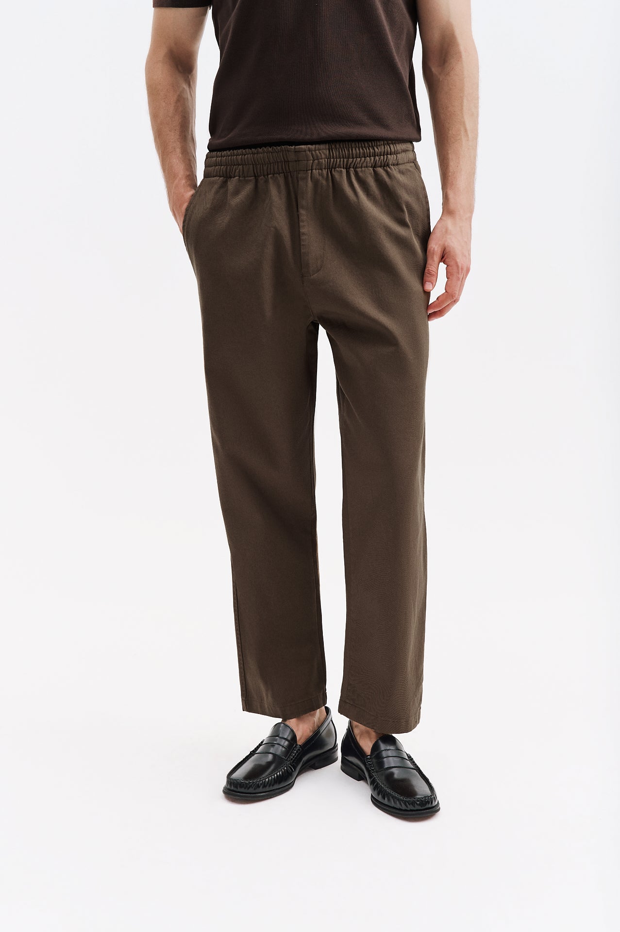 BELİ LASTİKLİ GABARDIN TABA PANTOLON
