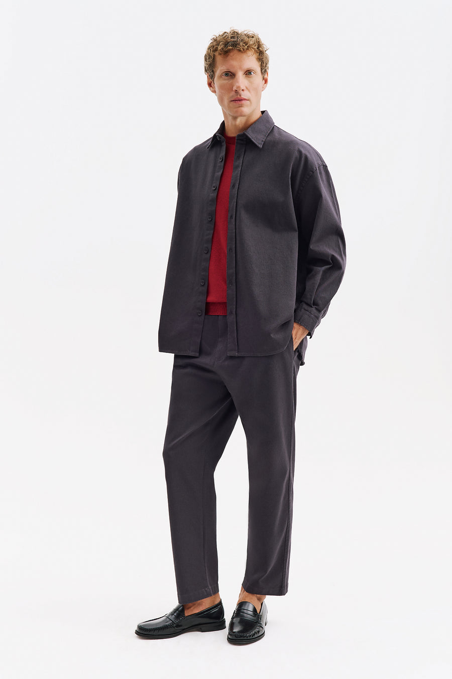 OVERSIZE GABARDINE ANTHRACITE SHIRT