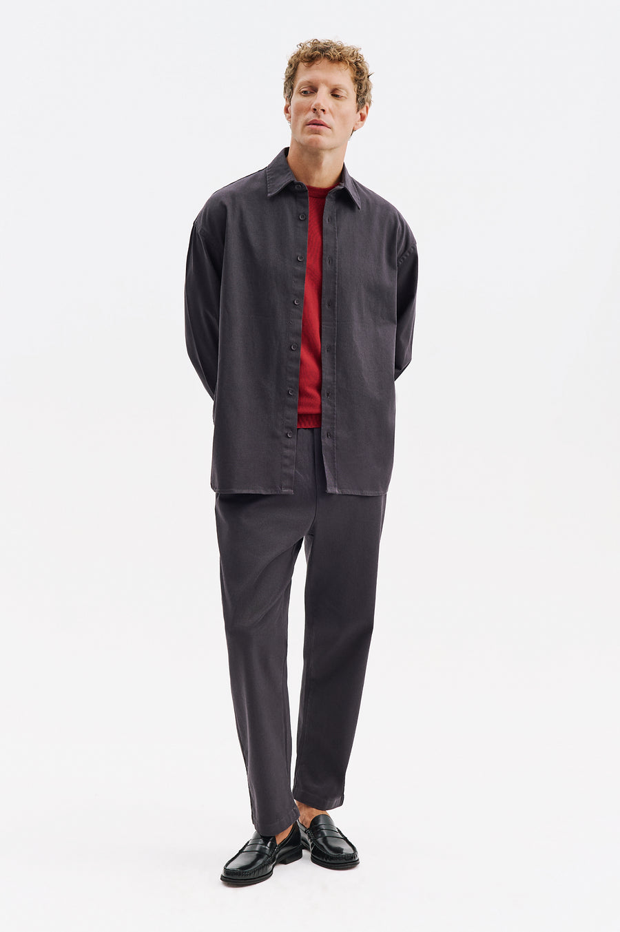 OVERSIZE GABARDINE ANTHRACITE SHIRT