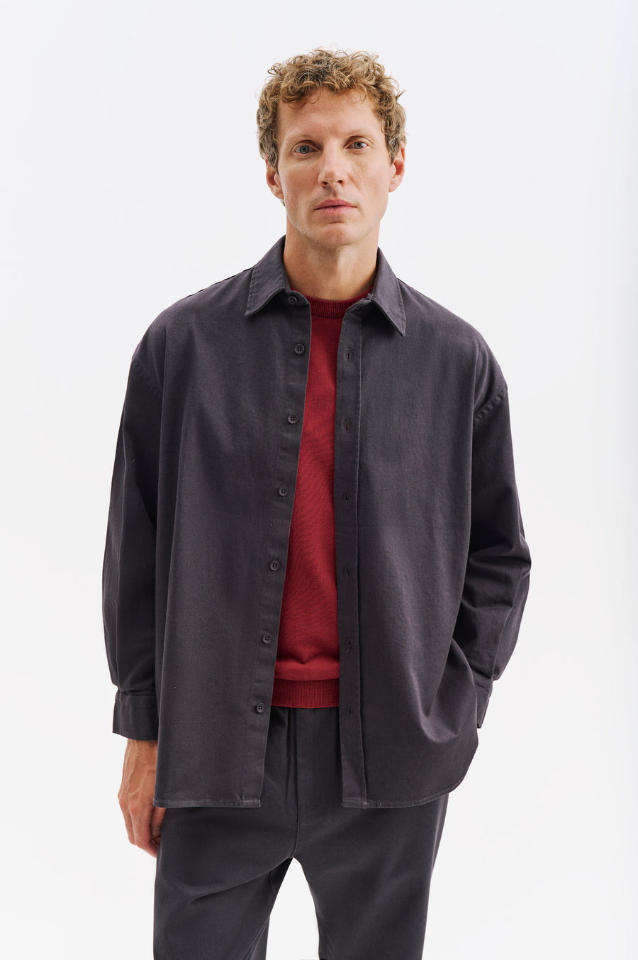 OVERSIZE GABARDINE ANTHRACITE SHIRT