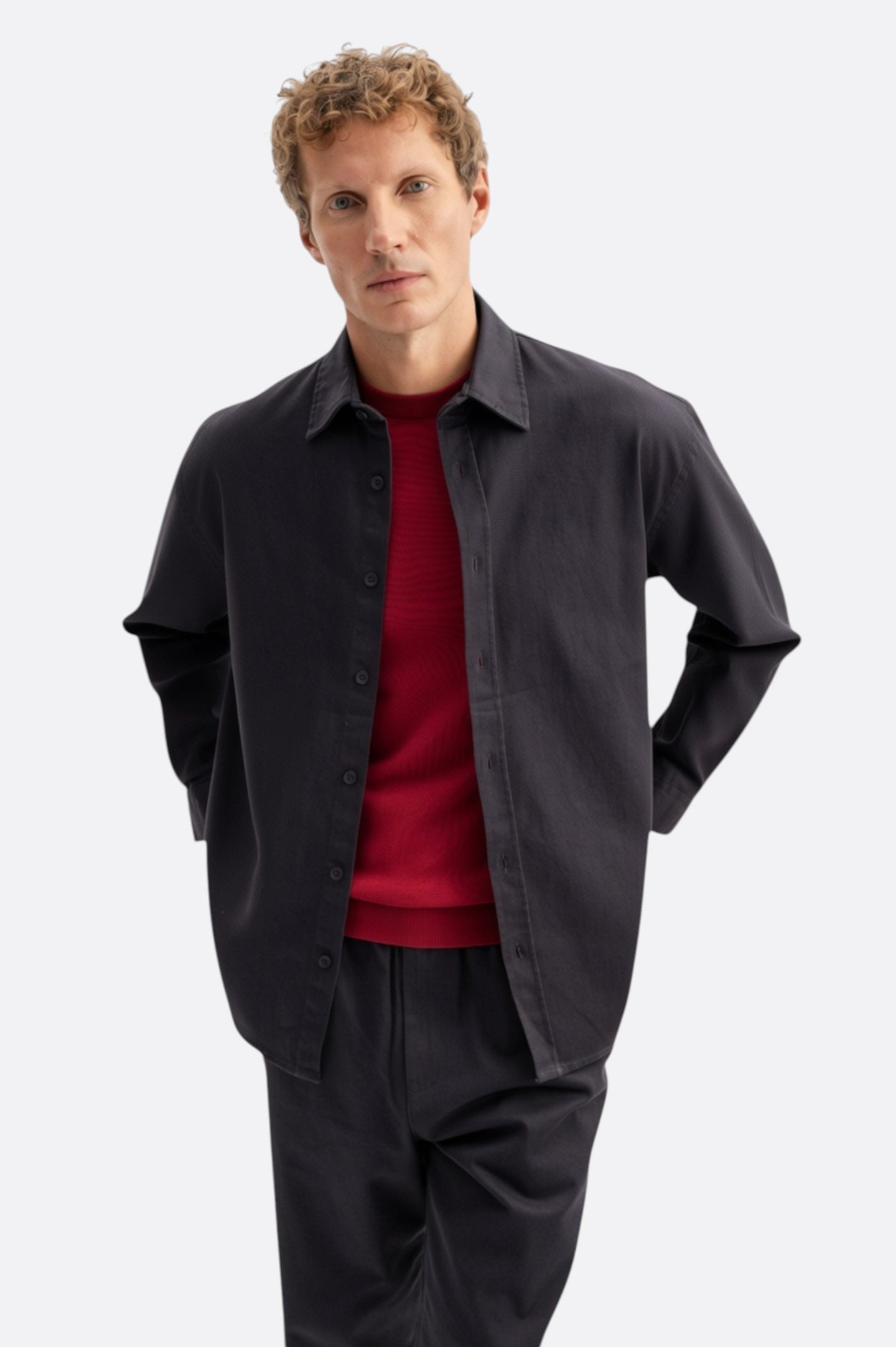OVERSIZE GABARDINE ANTHRACITE SHIRT