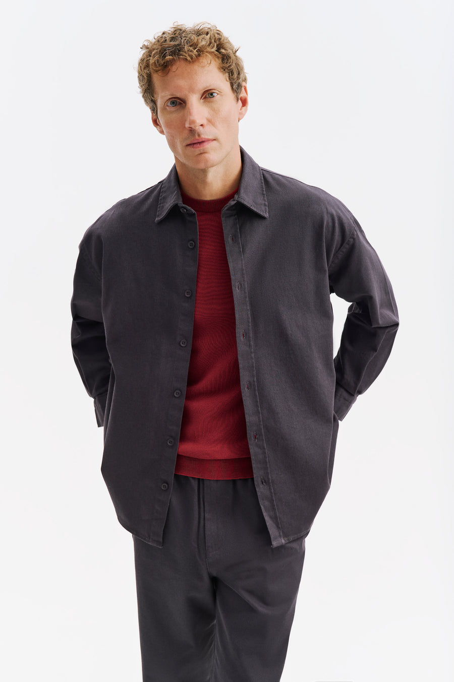 OVERSIZE GABARDINE ANTHRACITE SHIRT