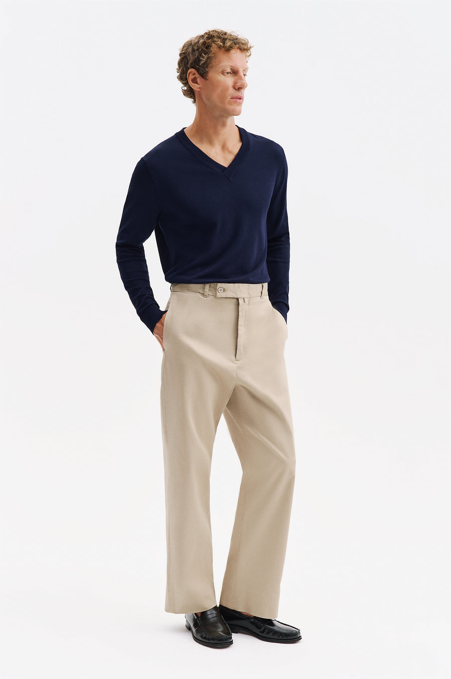 GABARDINE BEIGE CHINO TROUSERS