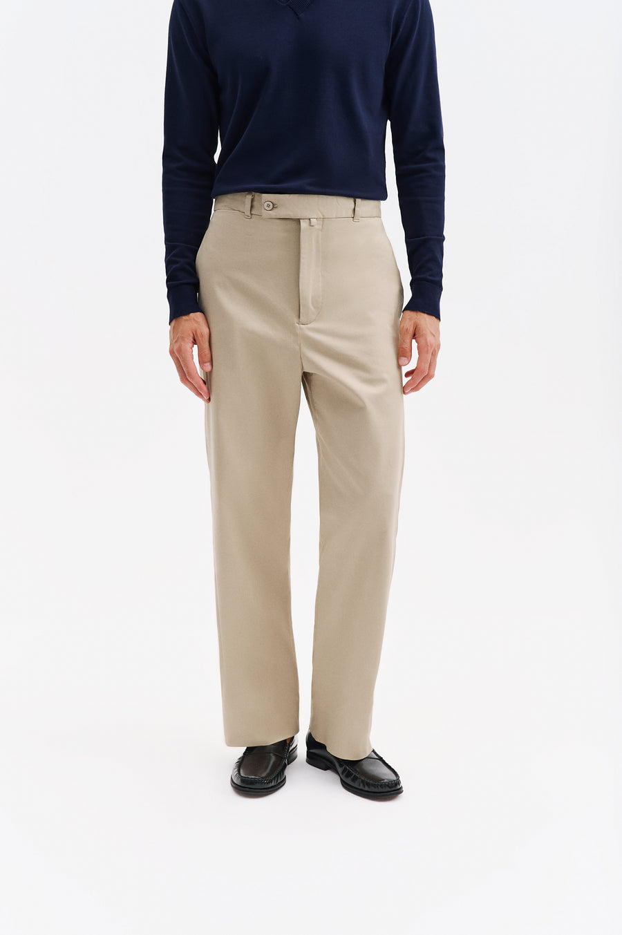 GABARDINE BEIGE CHINO TROUSERS
