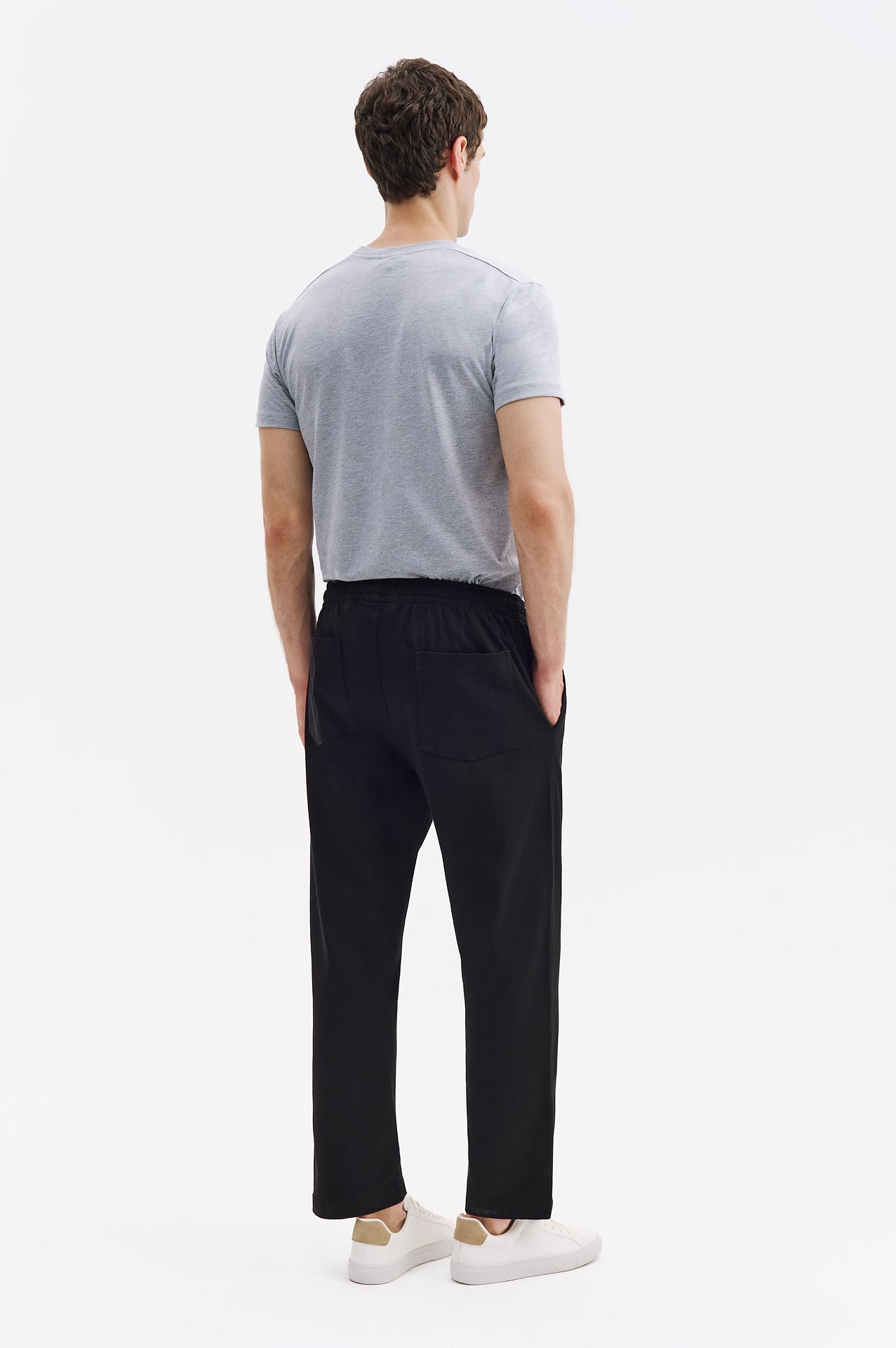 BELİ LASTİKLİ GABARDIN SİYAH PANTOLON