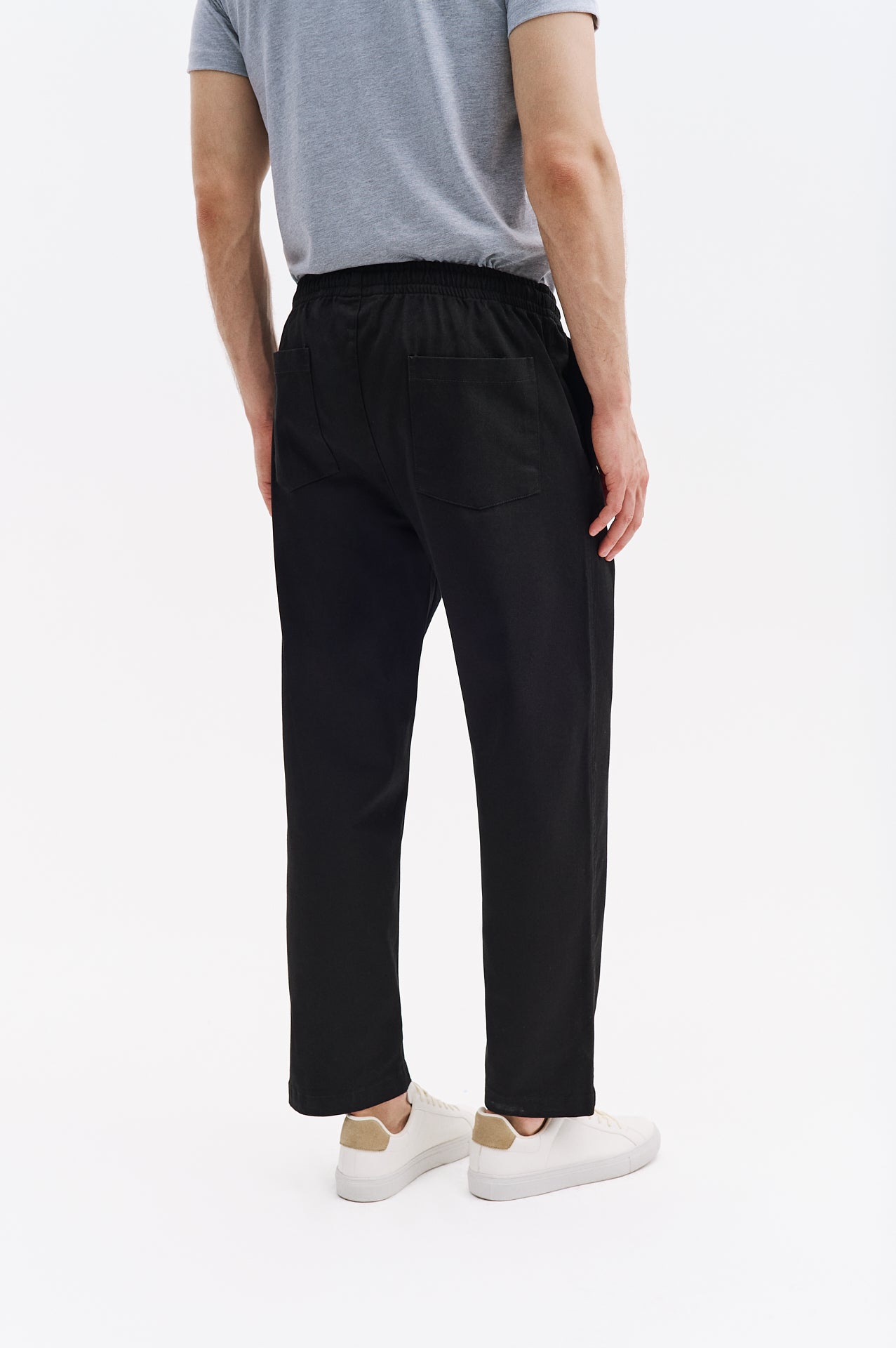 BELİ LASTİKLİ GABARDIN SİYAH PANTOLON