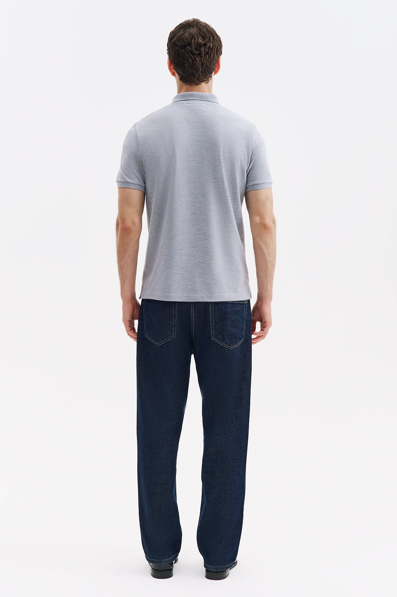 SHORT SLEEVE POLO COLLAR GREY T-SHIRT