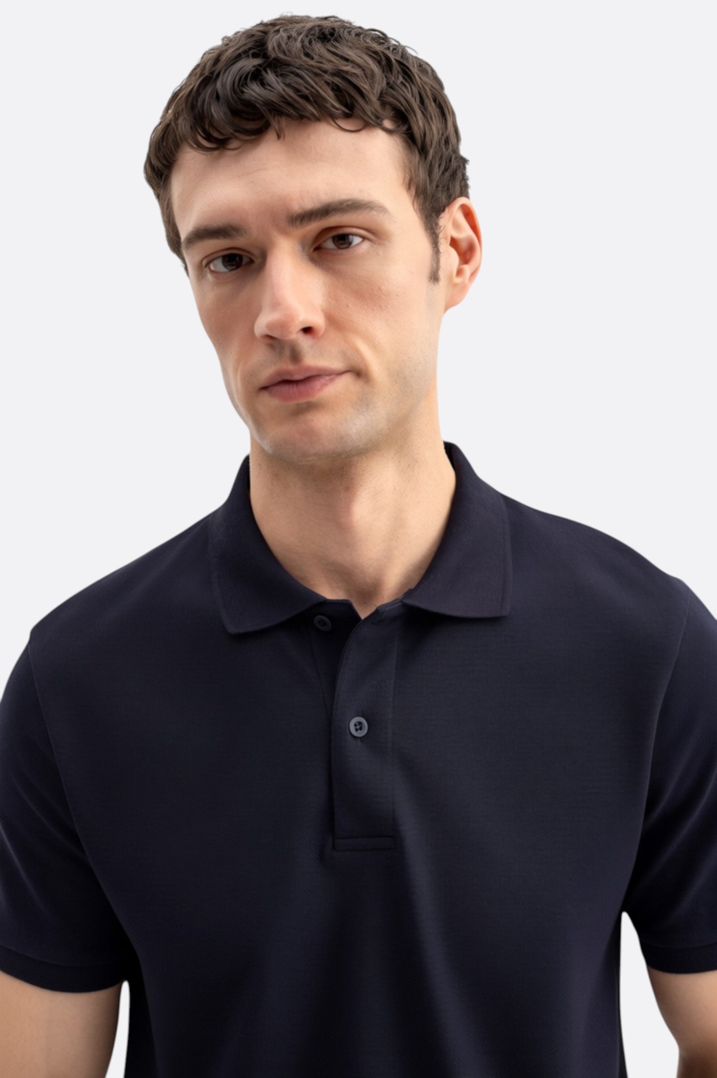 KISA KOL POLO YAKA LACİVERT T-SHIRT