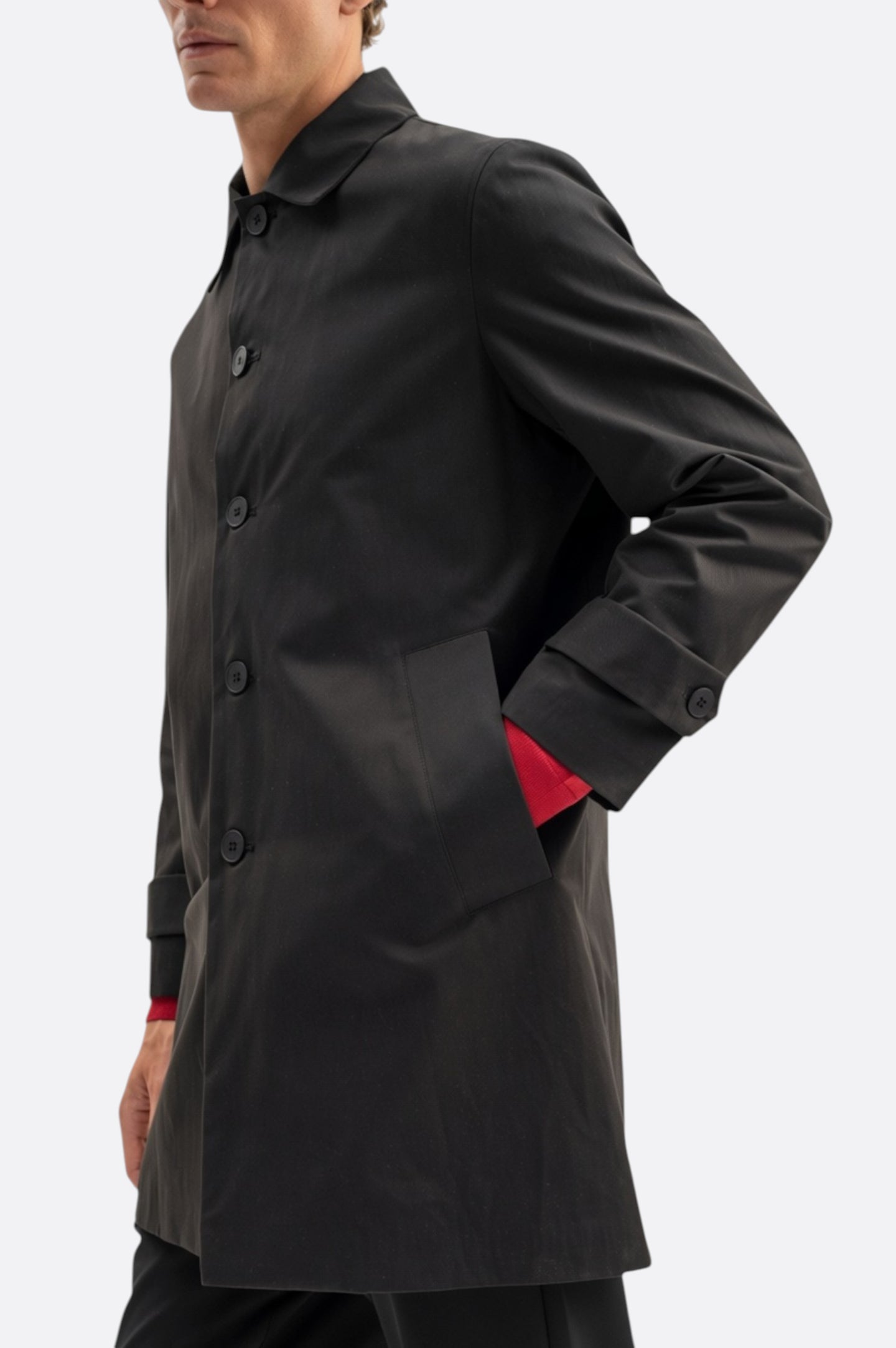 KLASİK REGULAR FIT SİYAH TRENÇKOT