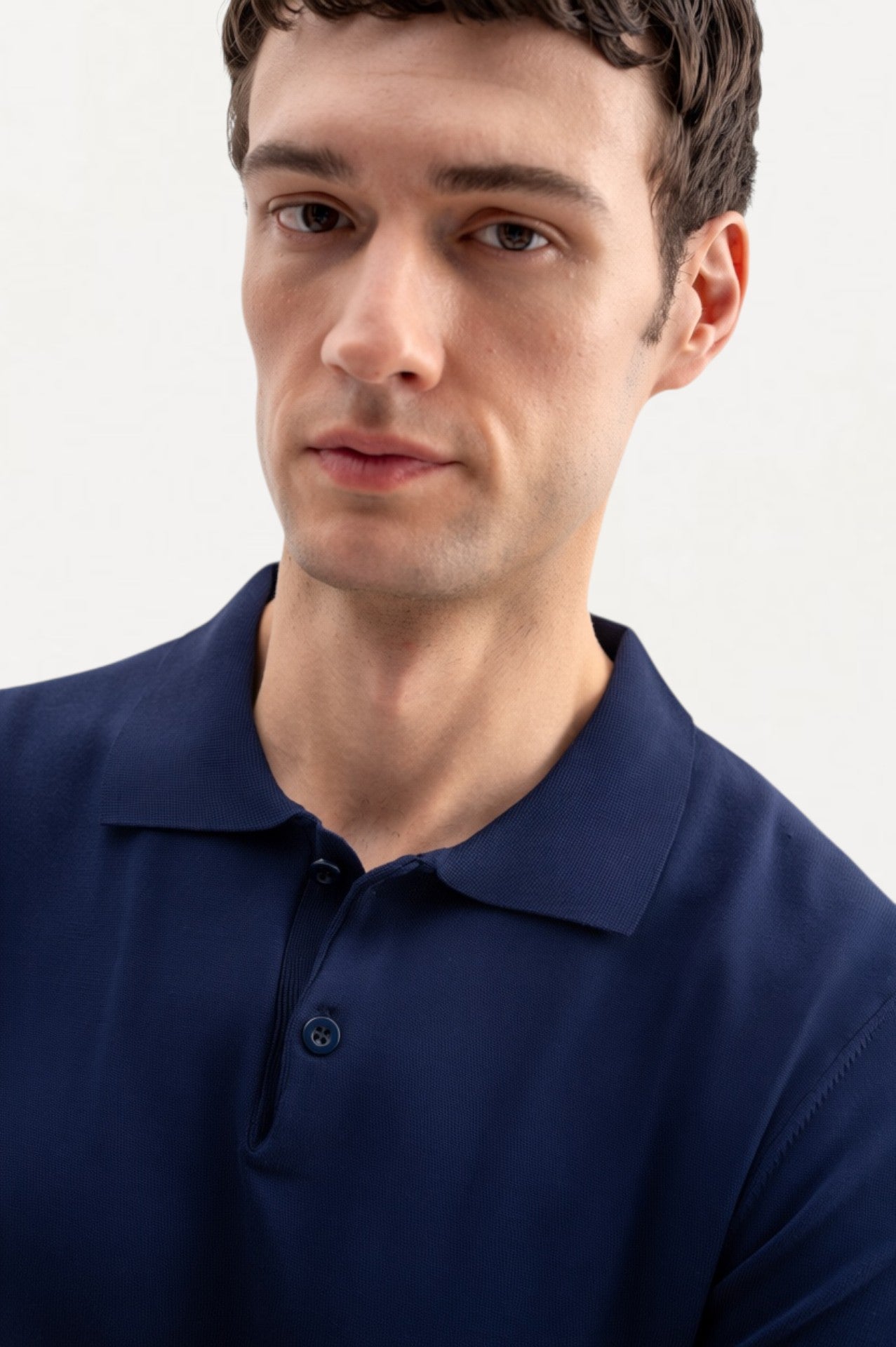 NAVY BLUE KNITTED POLO T-SHIRT