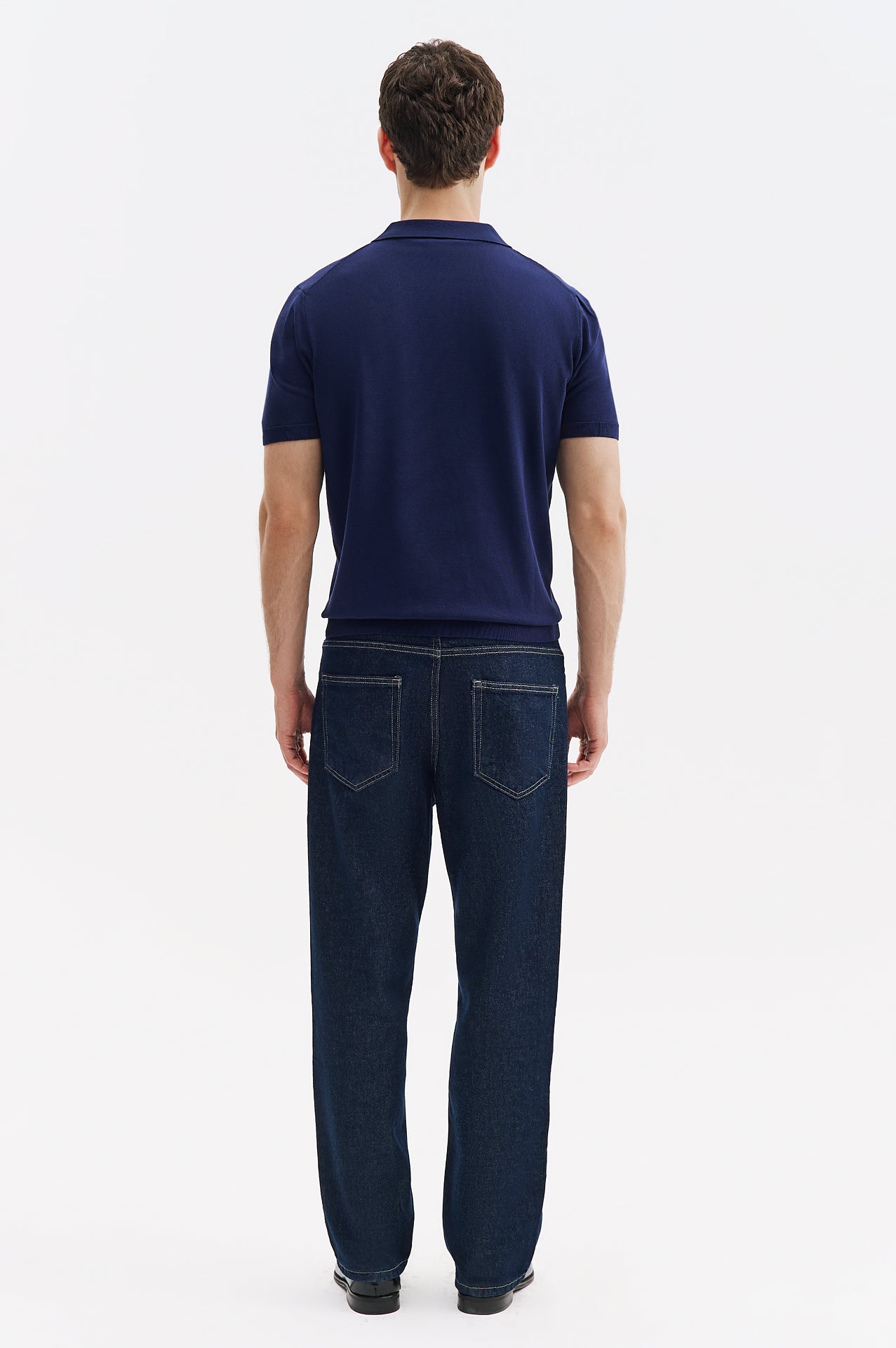 NAVY BLUE KNITTED POLO T-SHIRT