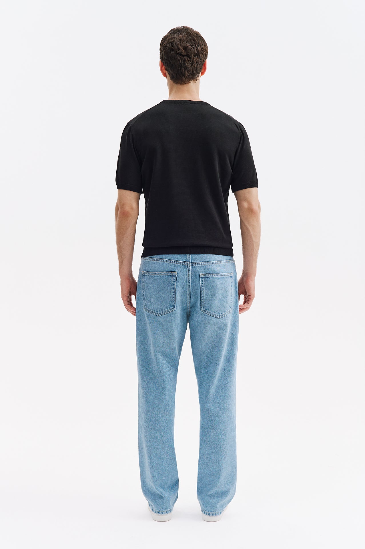 CREW NECK BLACK KNITTED T-SHIRT