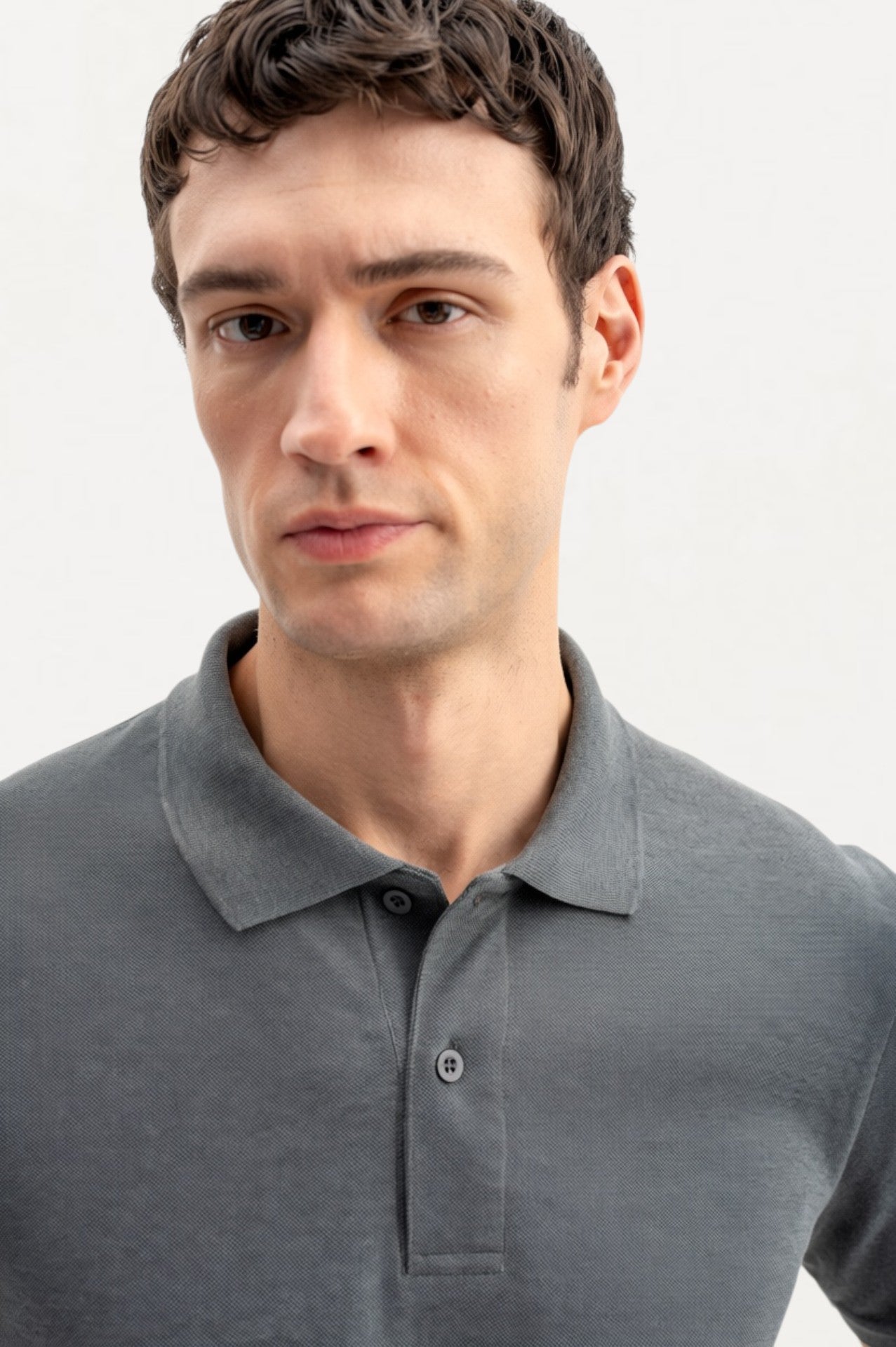 SHORT SLEEVE POLO NECK ANTHRACITE T-SHIRT