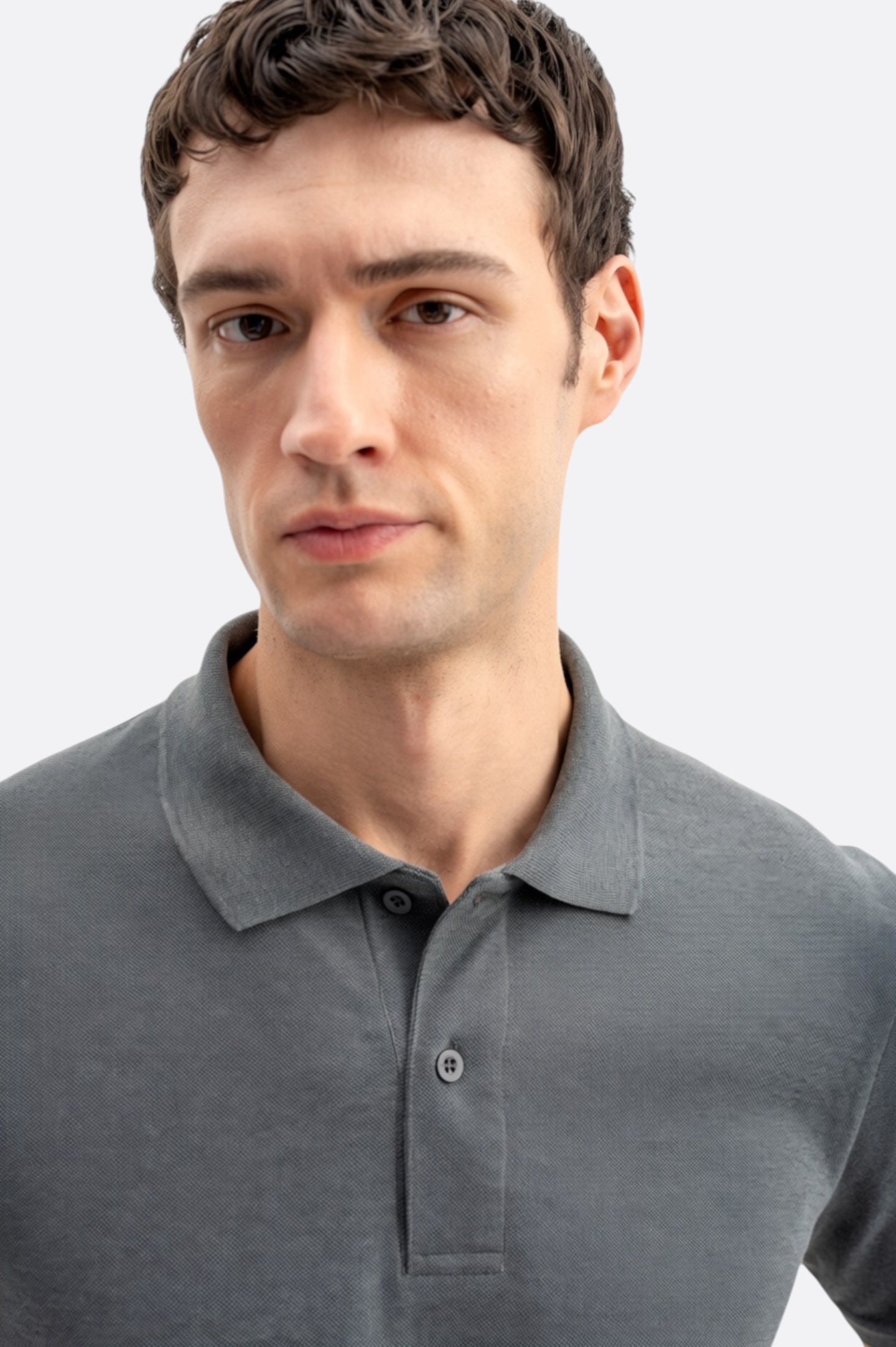 SHORT SLEEVE POLO NECK ANTHRACITE T-SHIRT