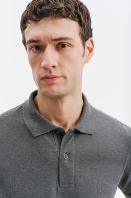 SHORT SLEEVE POLO NECK ANTHRACITE T-SHIRT