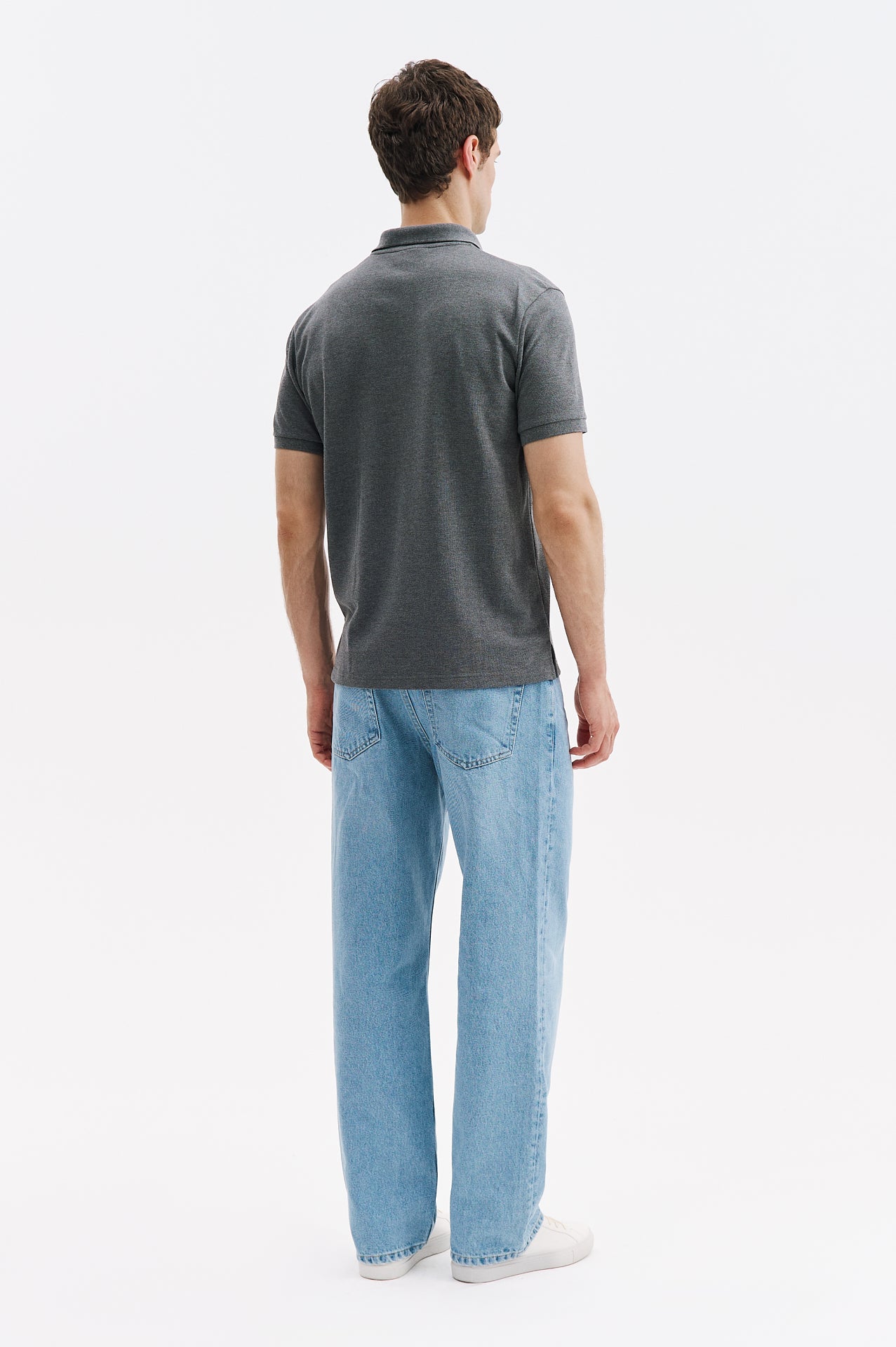 SHORT SLEEVE POLO NECK ANTHRACITE T-SHIRT