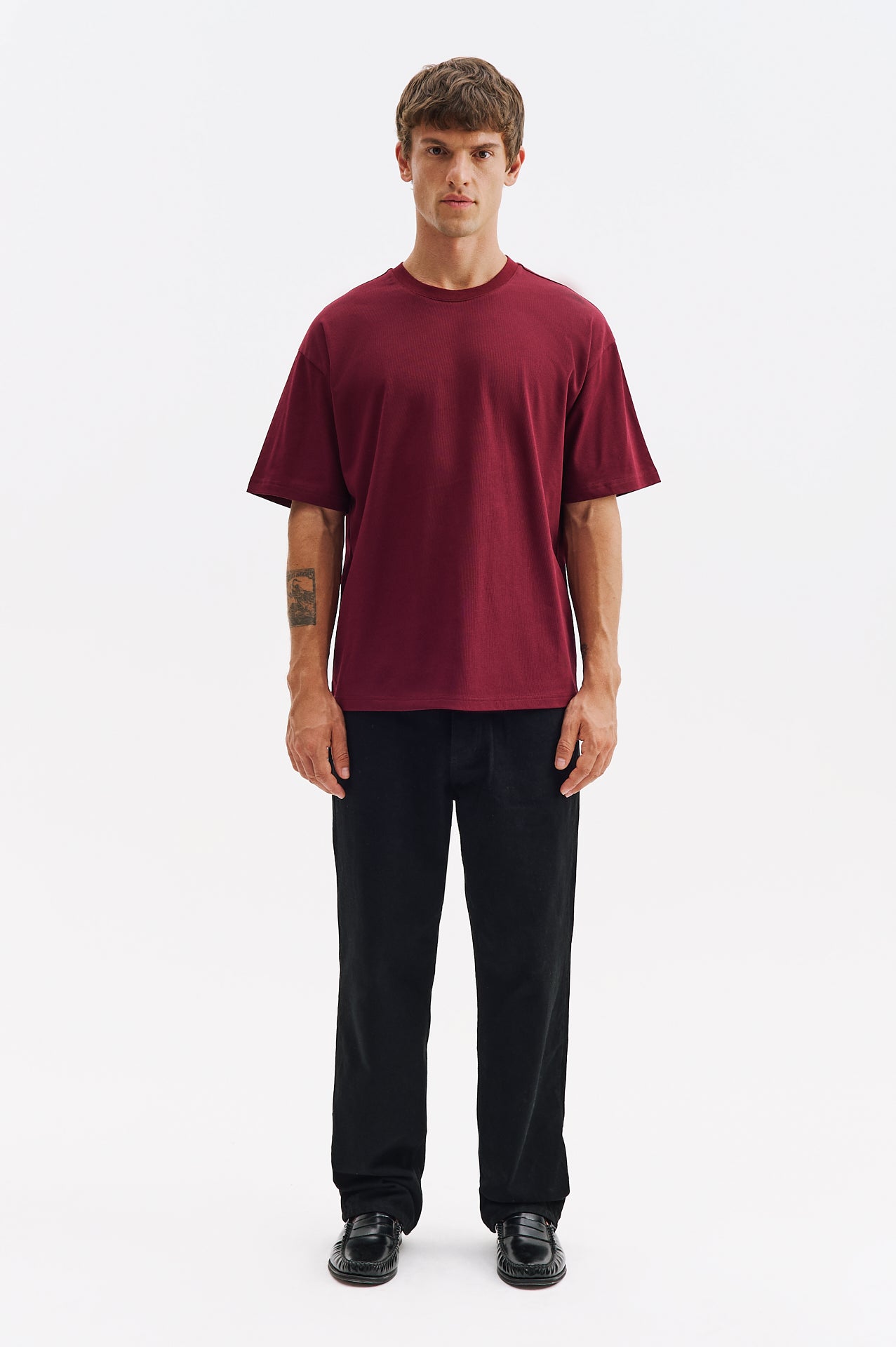 OVERSIZE KISA KOL BORDO T-SHIRT