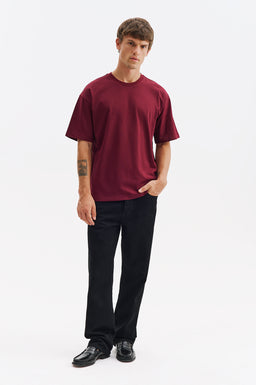 Oversize Kısa Kol Bordo T-Shirt