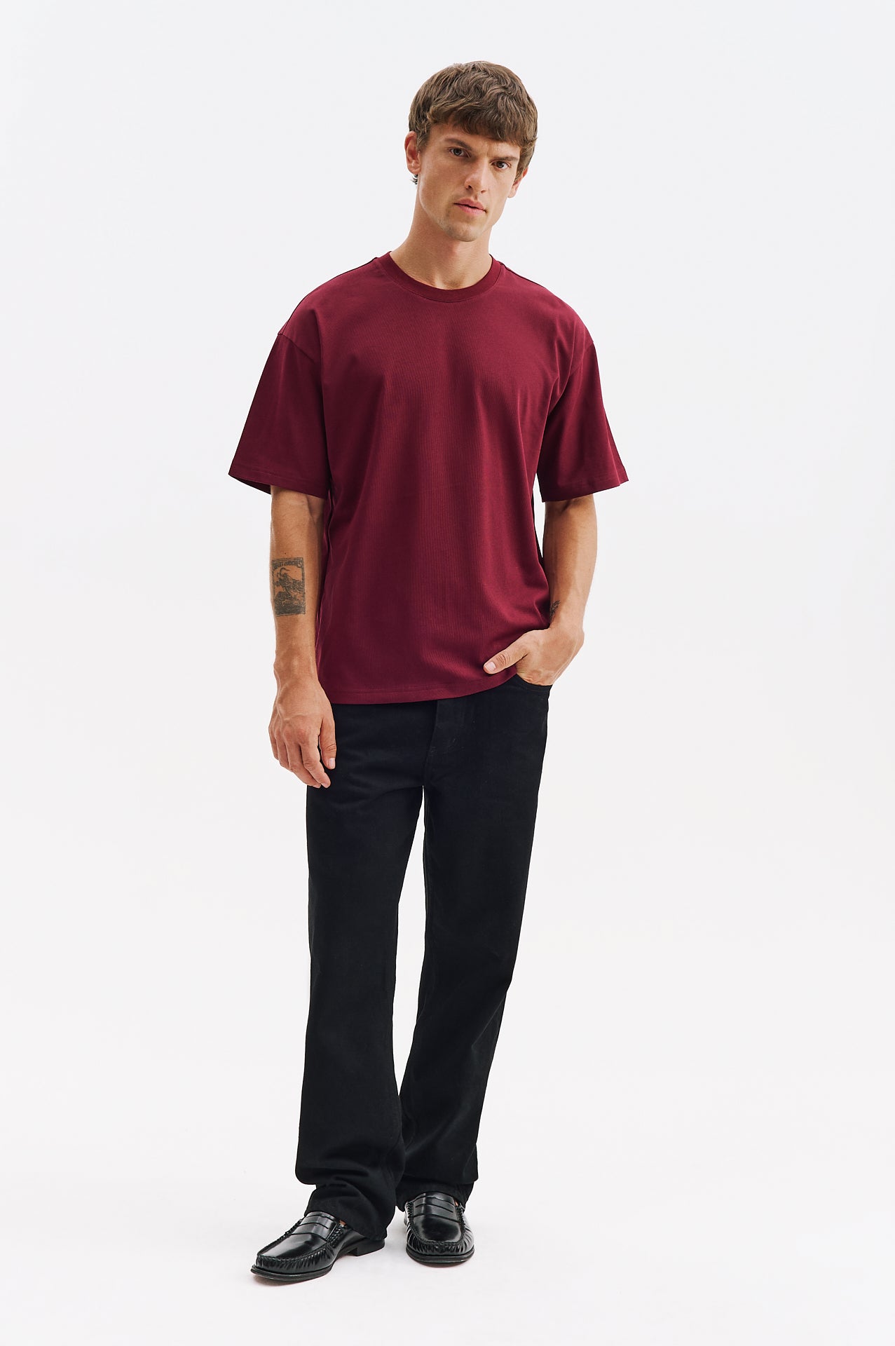 OVERSIZE KISA KOL BORDO T-SHIRT