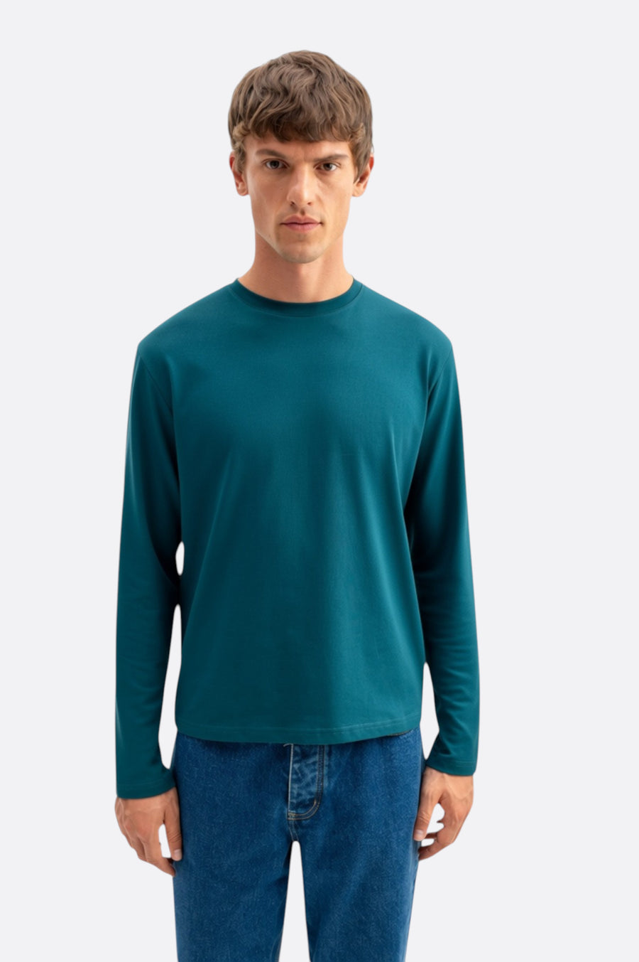 LONG SLEEVE REGULAR FIT GREEN T-SHIRT
