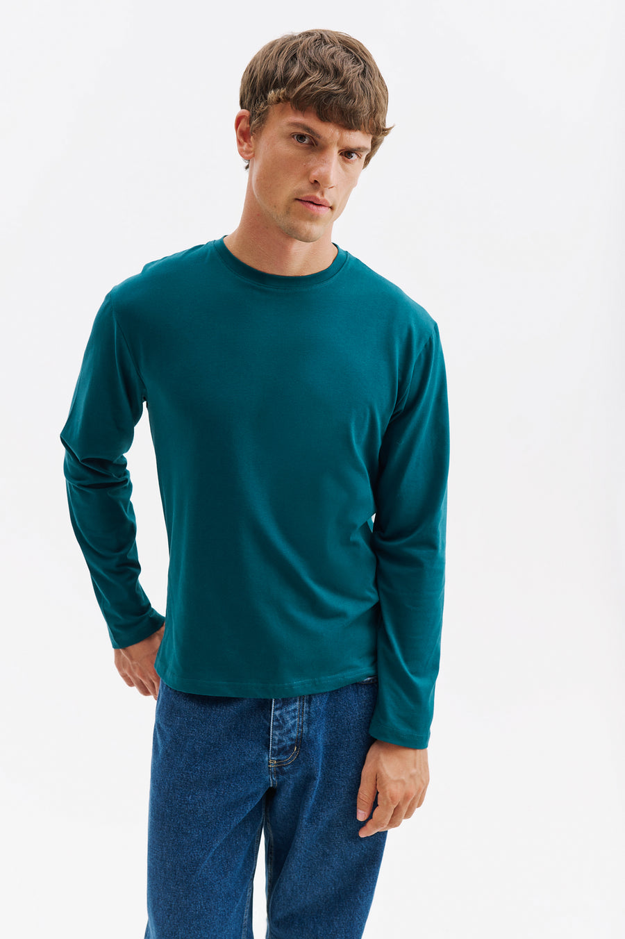 UZUN KOL REGULAR FIT YEŞİL T-SHIRT