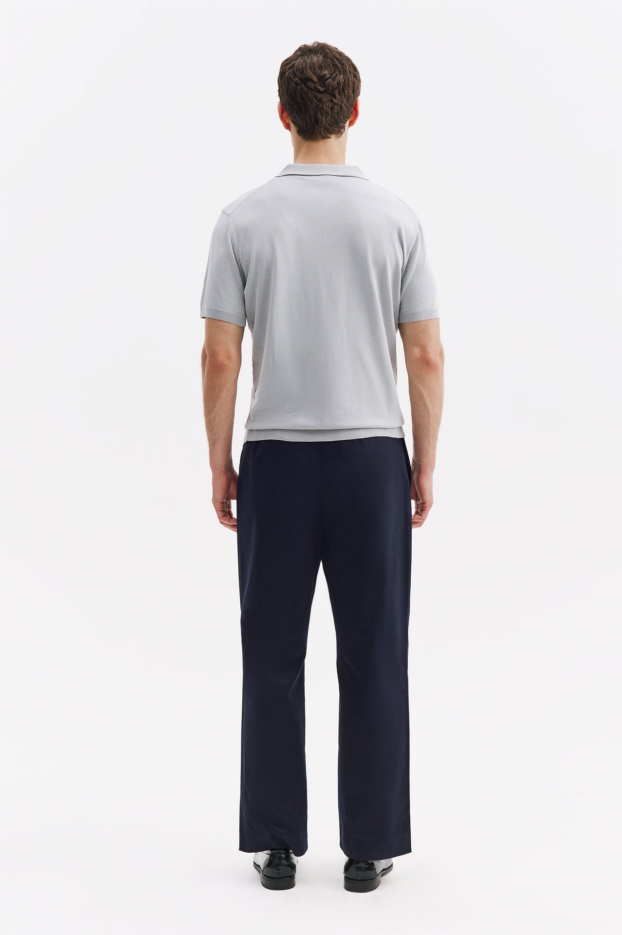 POLO NECK GREY KNITTED T-SHIRT