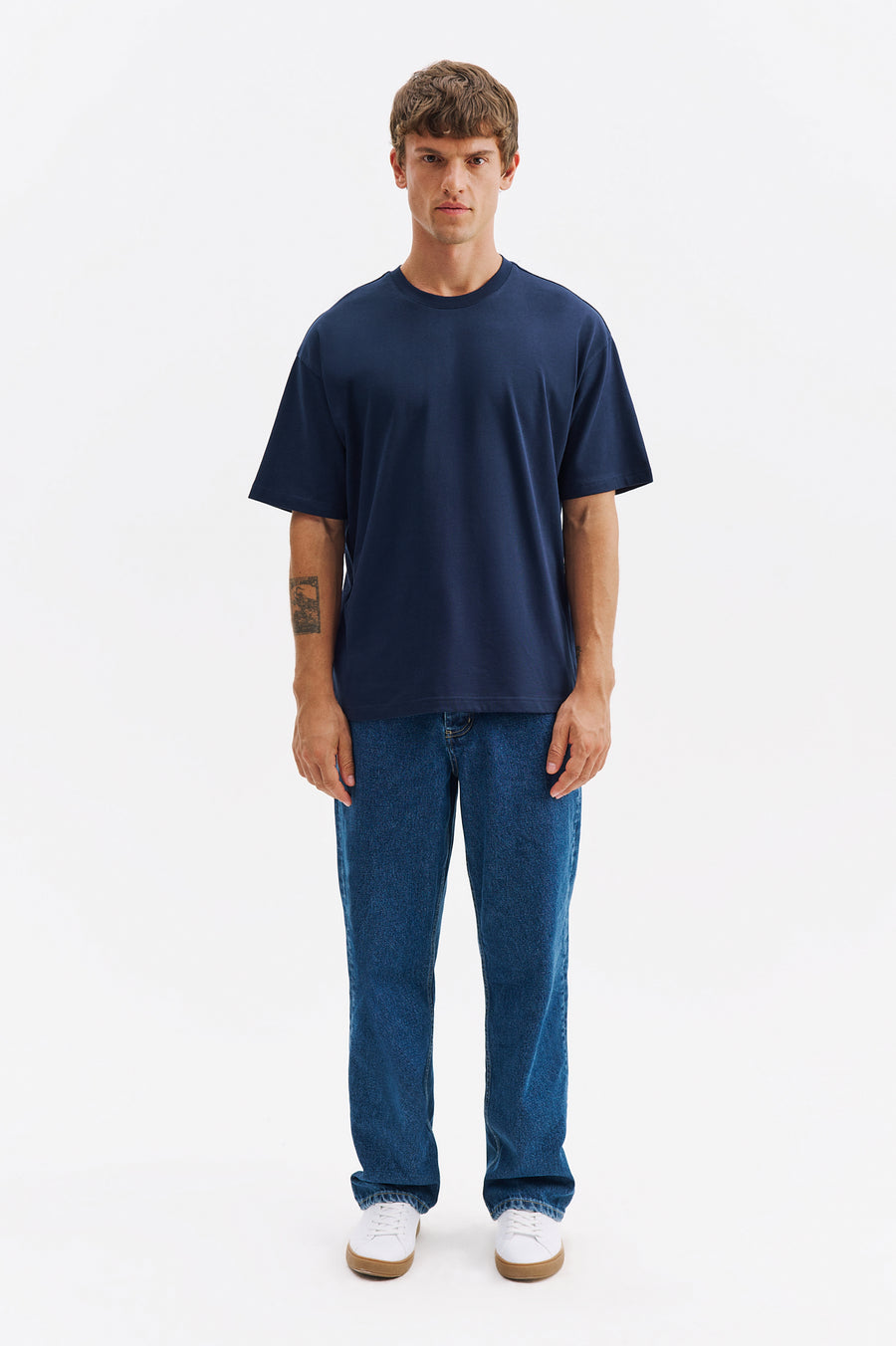 OVERSIZE KISA KOL LACİVERT T-SHIRT