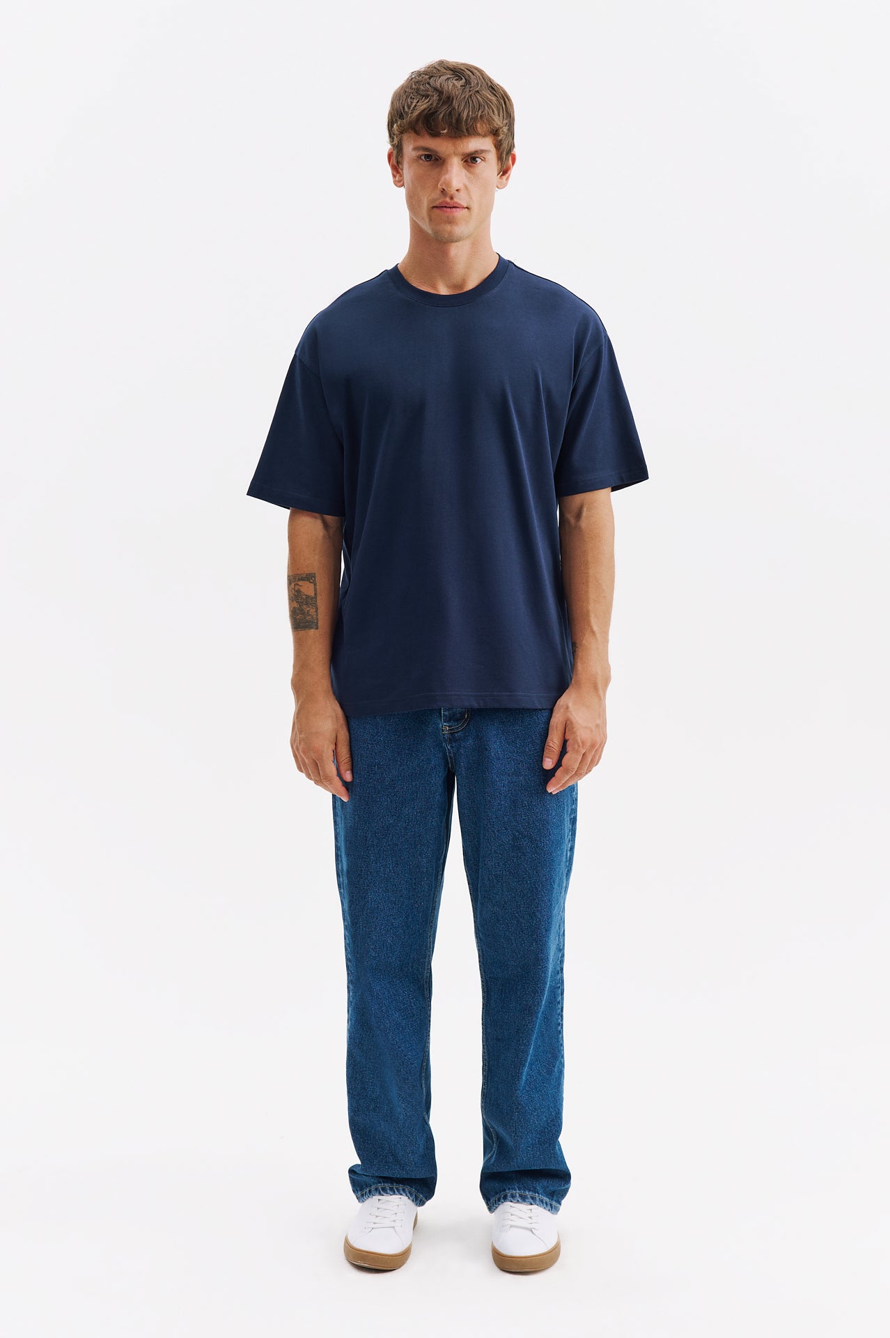 OVERSIZE KISA KOL LACİVERT T-SHIRT