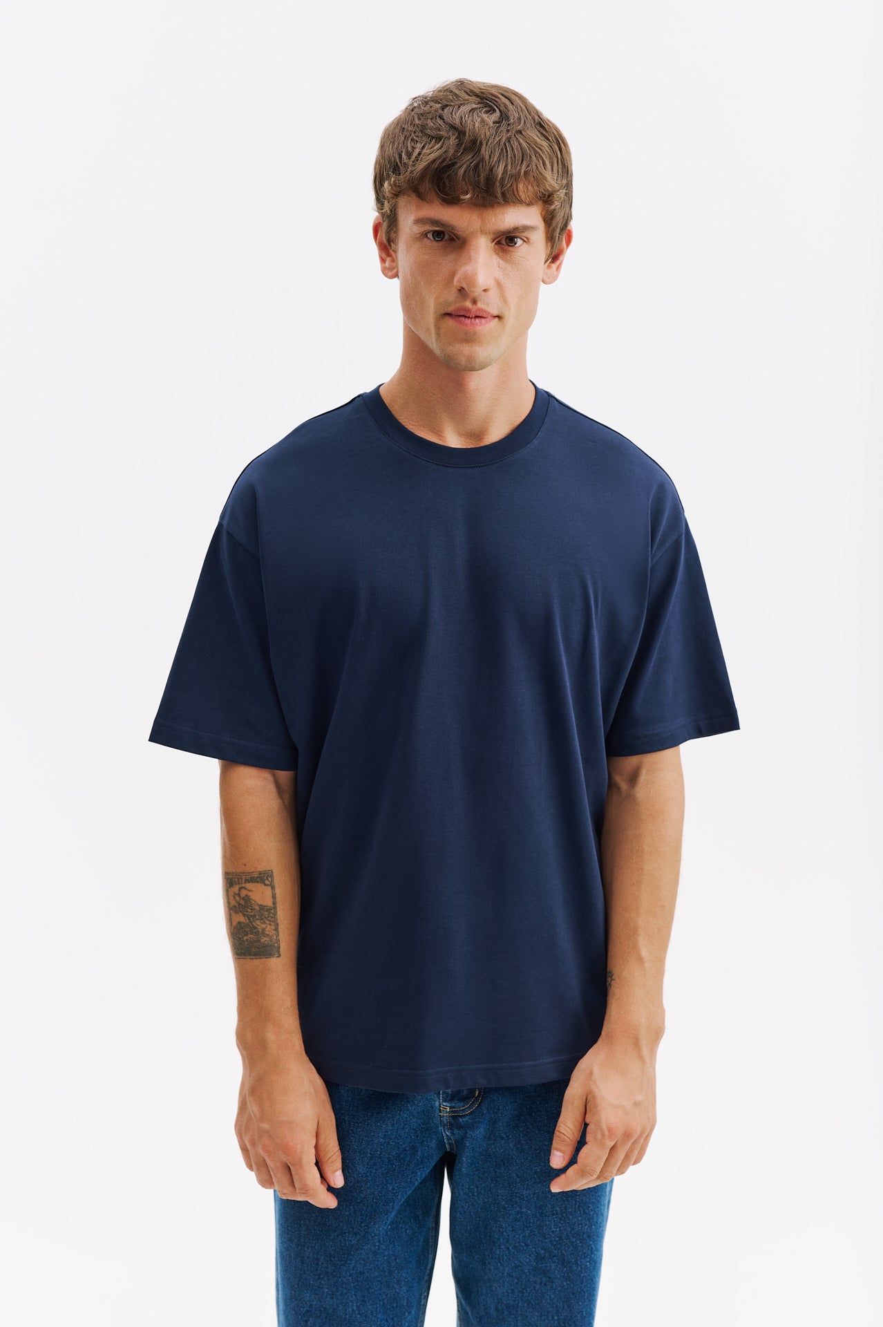 OVERSIZE KISA KOL LACİVERT T-SHIRT