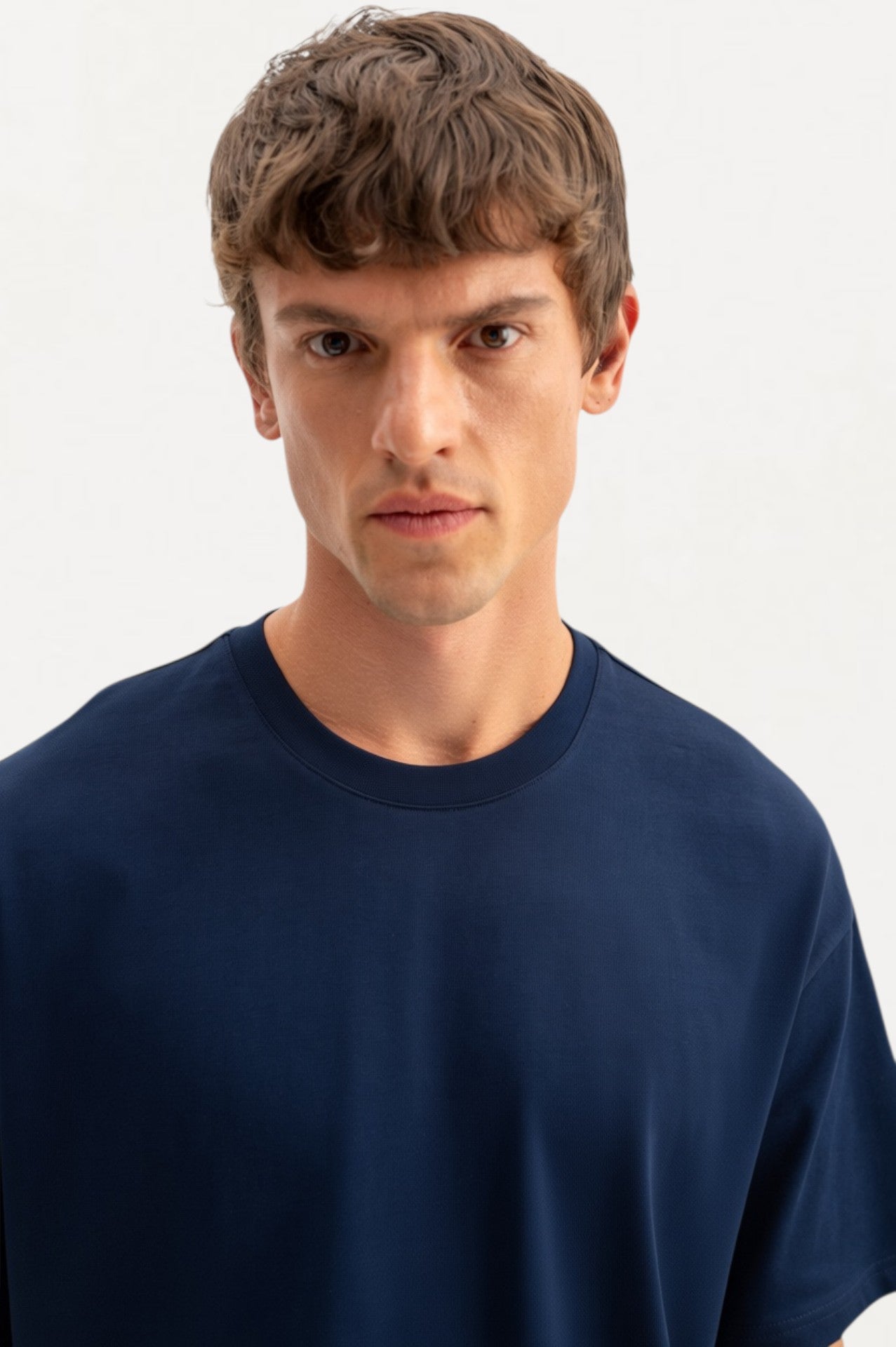 OVERSIZE KISA KOL LACİVERT T-SHIRT