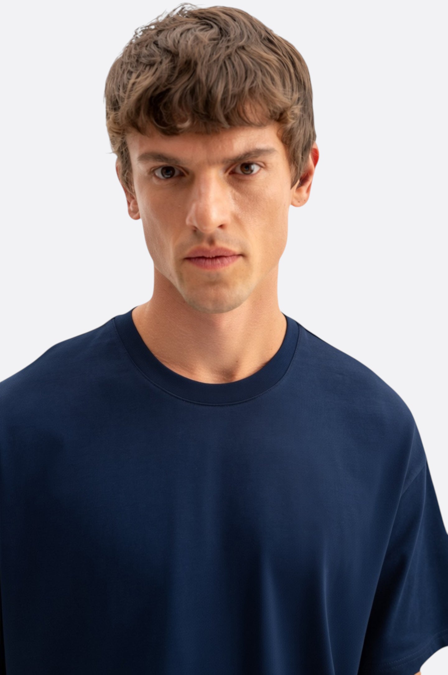 OVERSIZE KISA KOL LACİVERT T-SHIRT