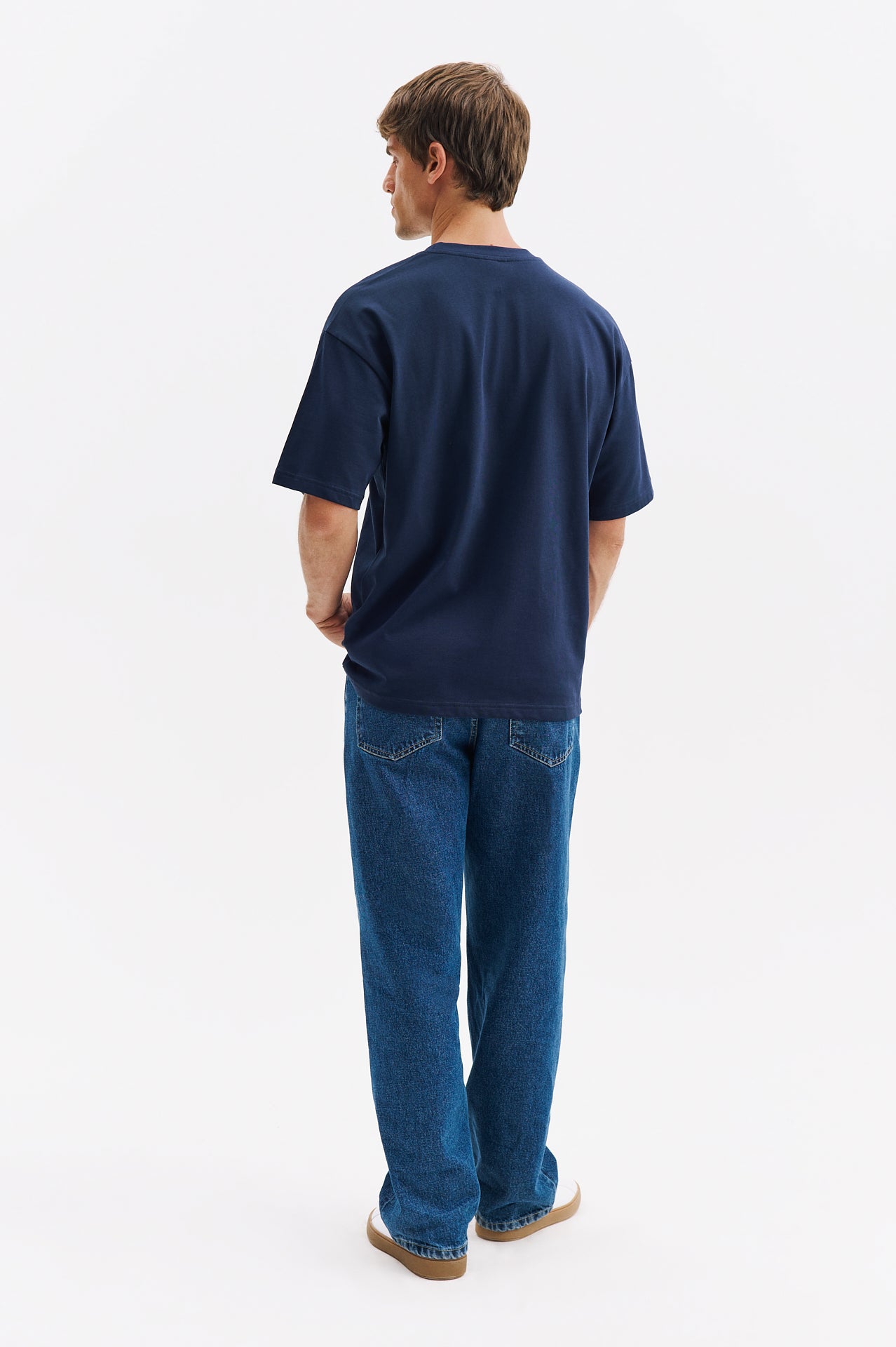 OVERSIZE KISA KOL LACİVERT T-SHIRT