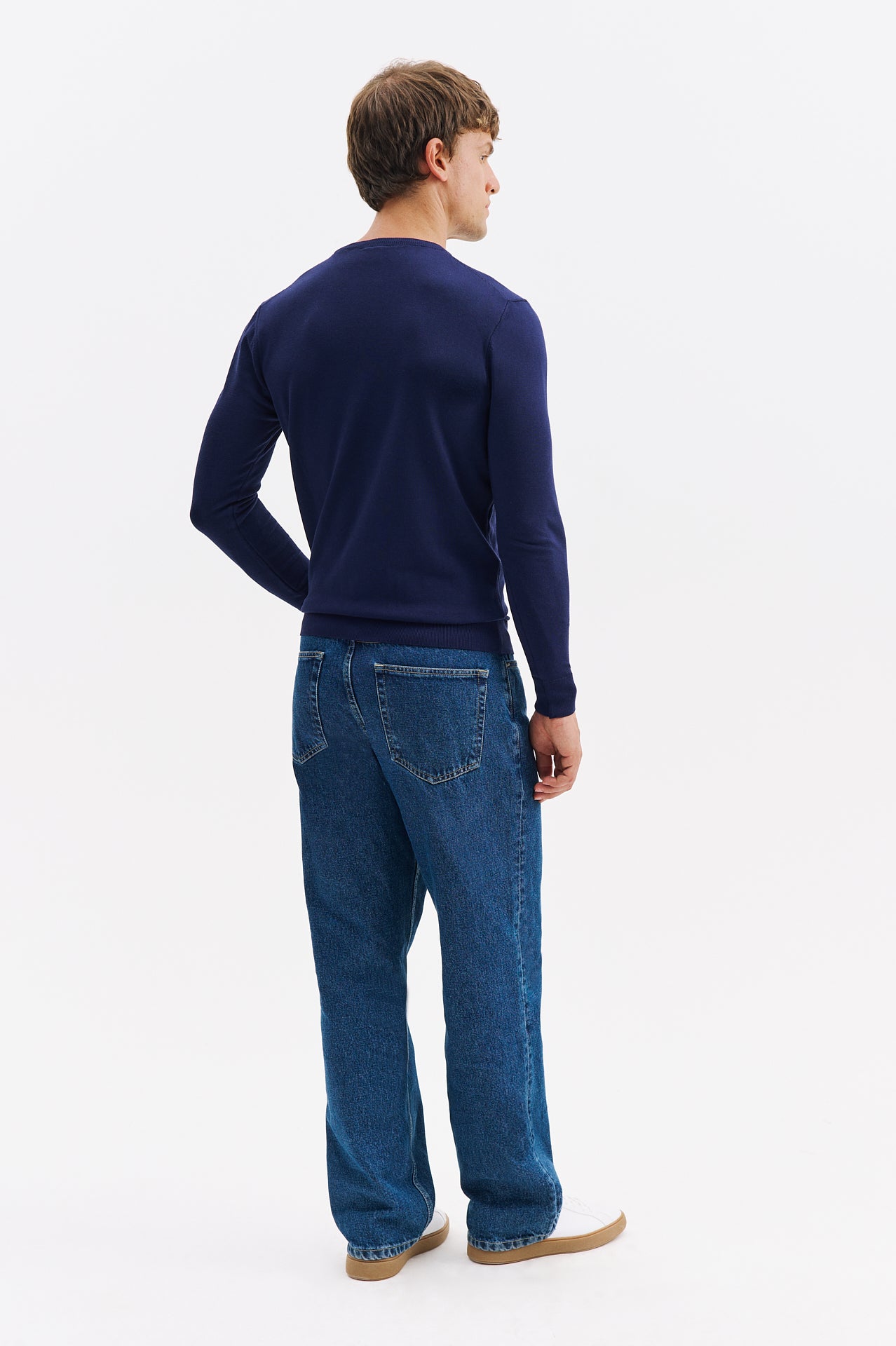 LONG SLEEVE TURTLENECK NAVY BLUE KNITTED T-SHIRT