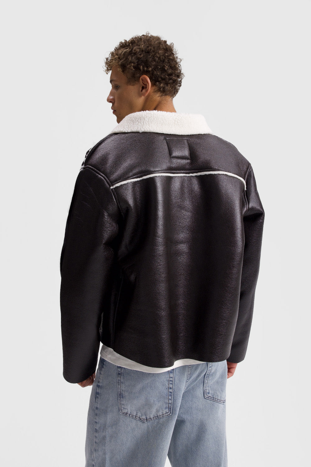 LEATHER JACKET WITH LINING DETAIL