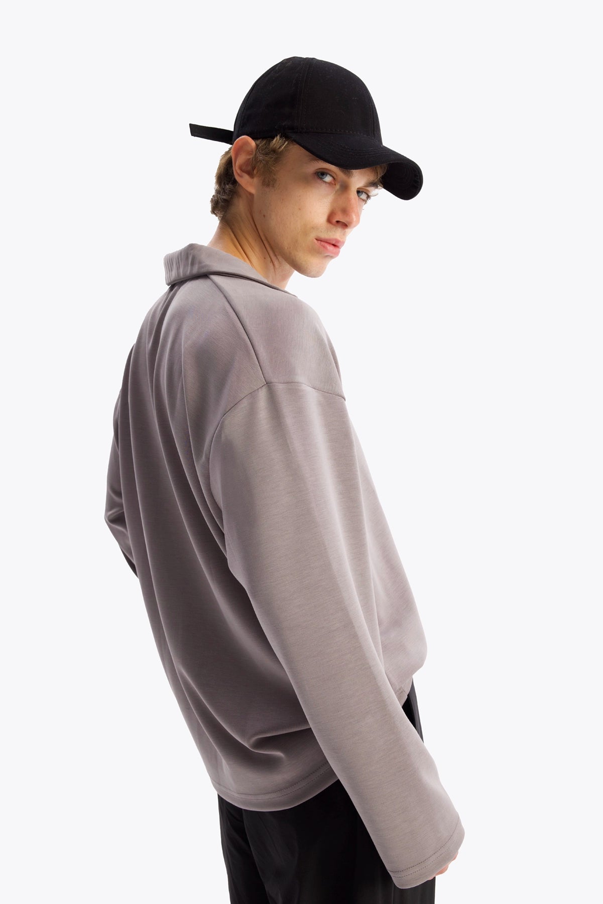 DENİZCİ YAKA DÖKÜMLÜ T-SHIRT - GRİ - T-SHIRT