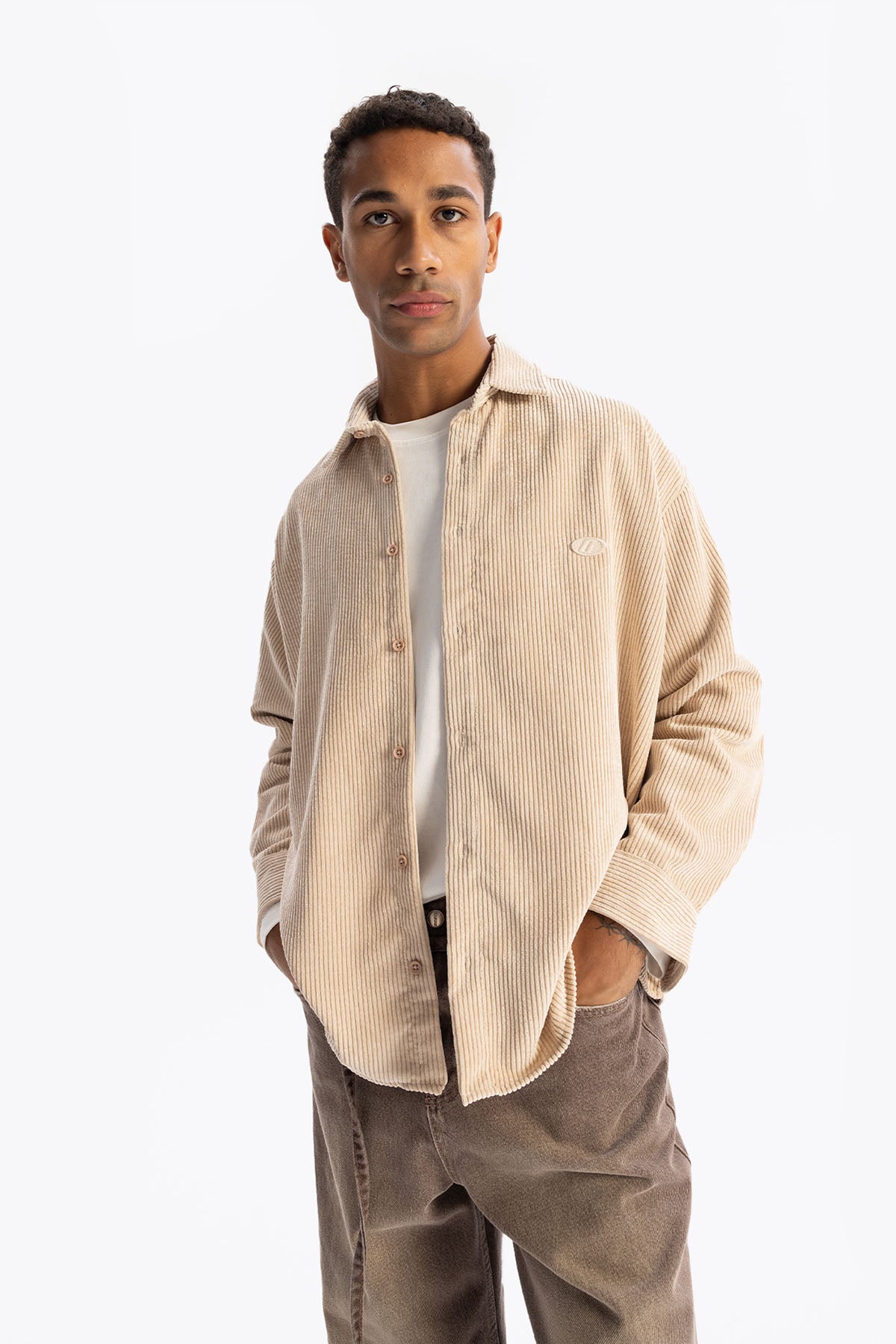 VELVET SHIRT - BEIGE