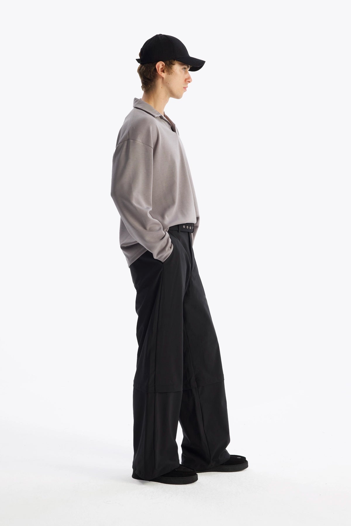 DENİZCİ YAKA DÖKÜMLÜ T-SHIRT - GRİ - T-SHIRT