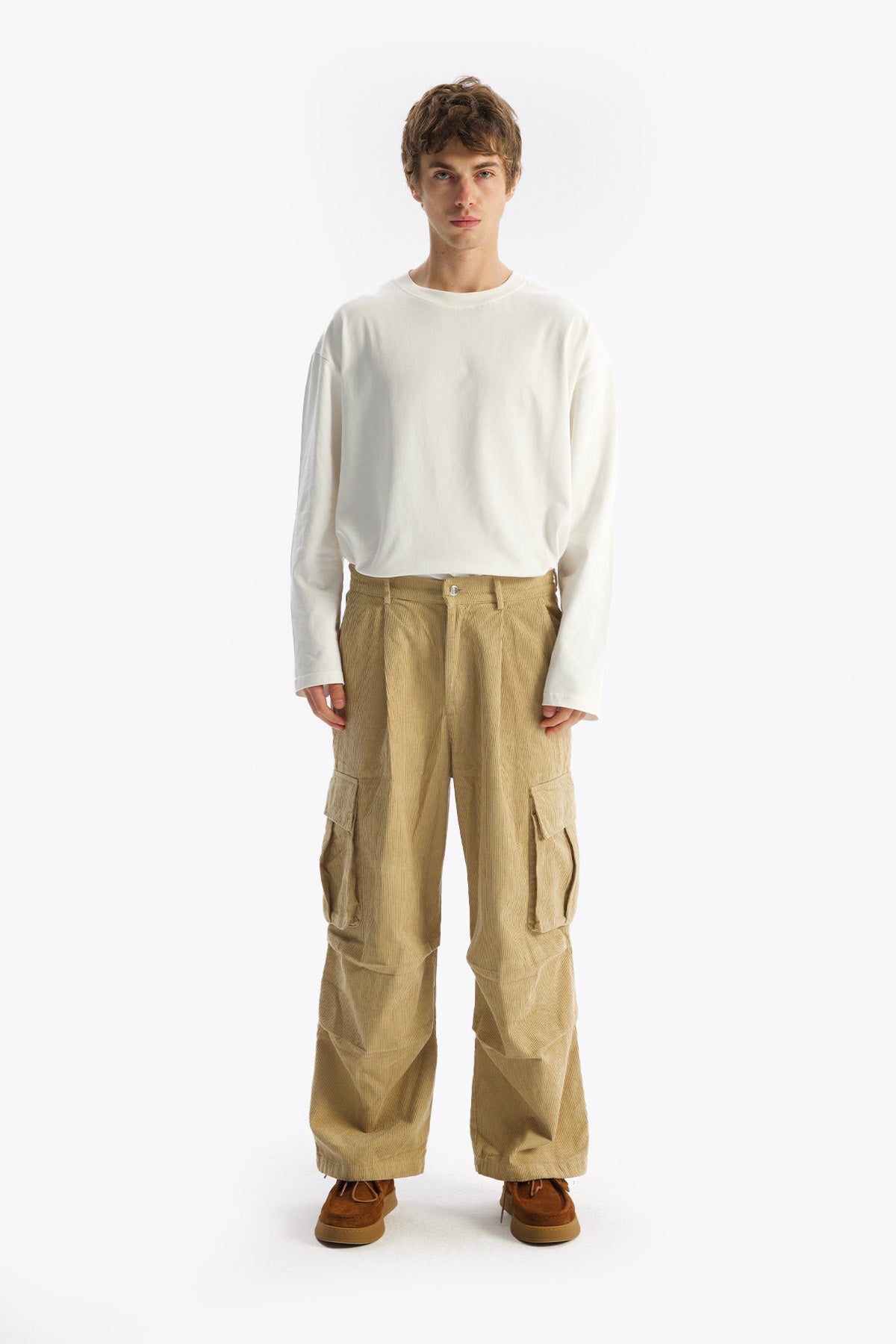 CARGO VELVET TROUSERS - BEIGE