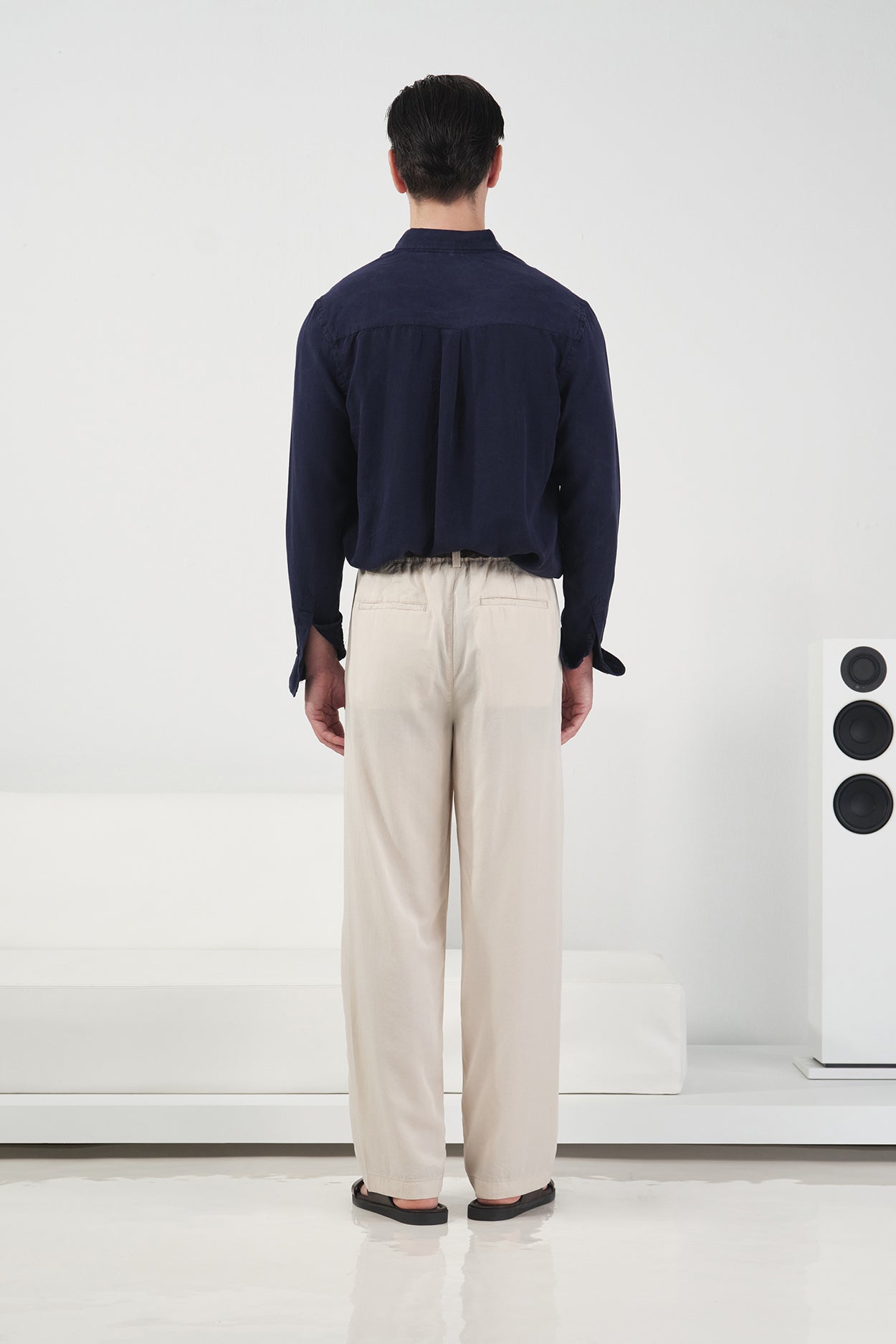 DÖKÜMLÜ REGULAR FIT LACİVERT TENSEL GÖMLEK