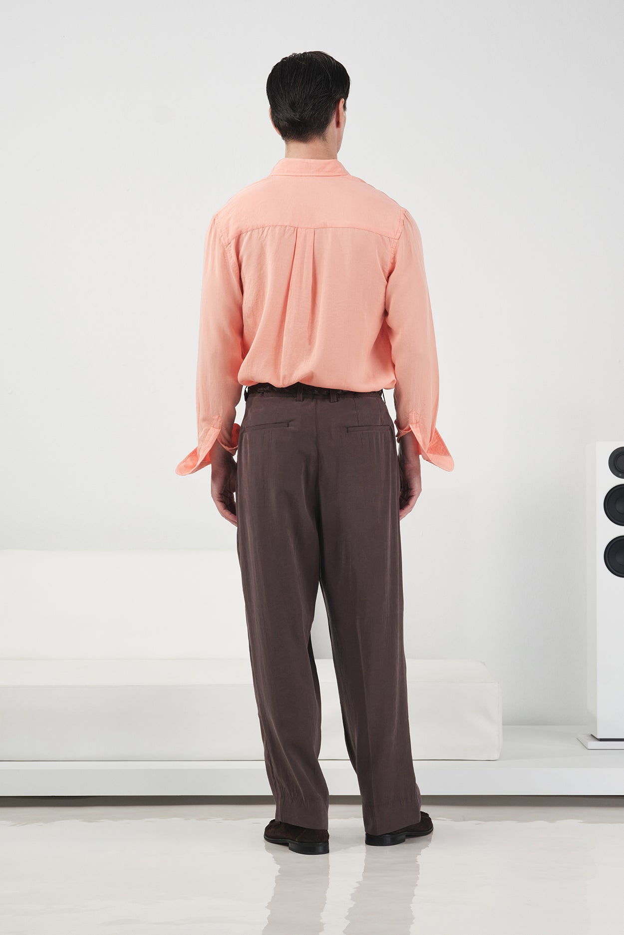 DOUBLE PLEATED DRAPEY BROWN MODAL TROUSERS