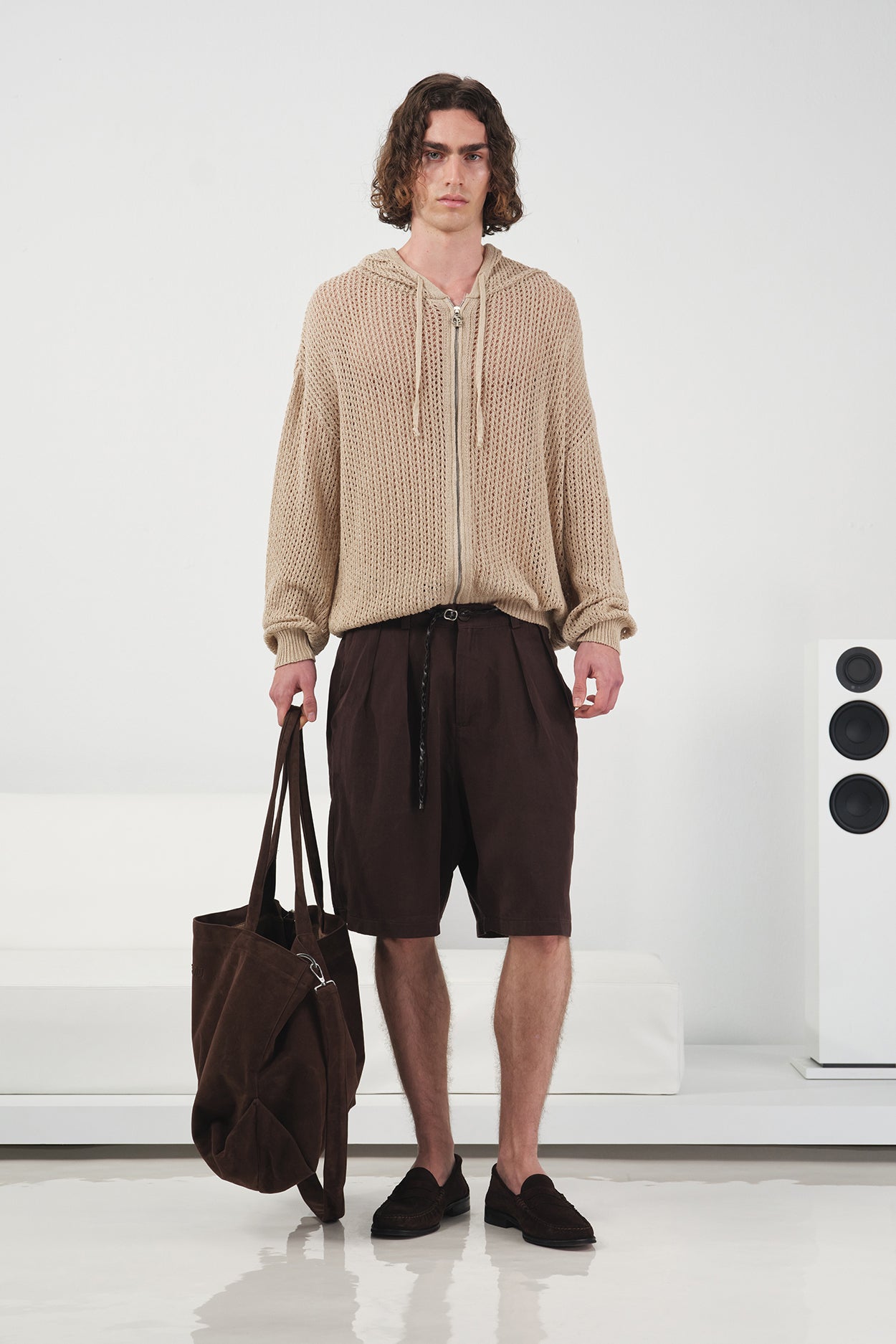 DÖKÜMLÜ KLASİK KAHVERENGİ TENSEL ŞORT