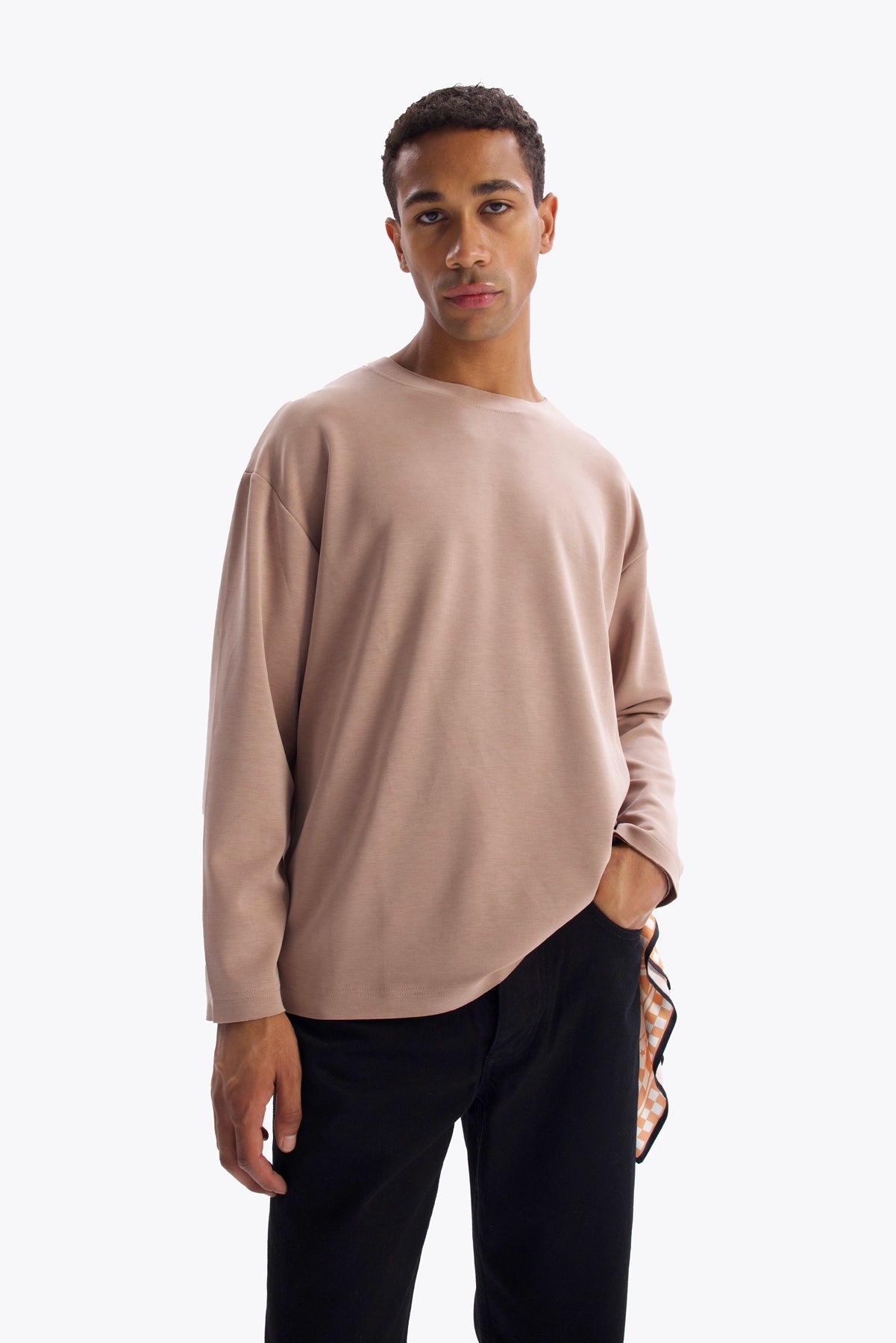 DRAPED T-SHIRT - TAN