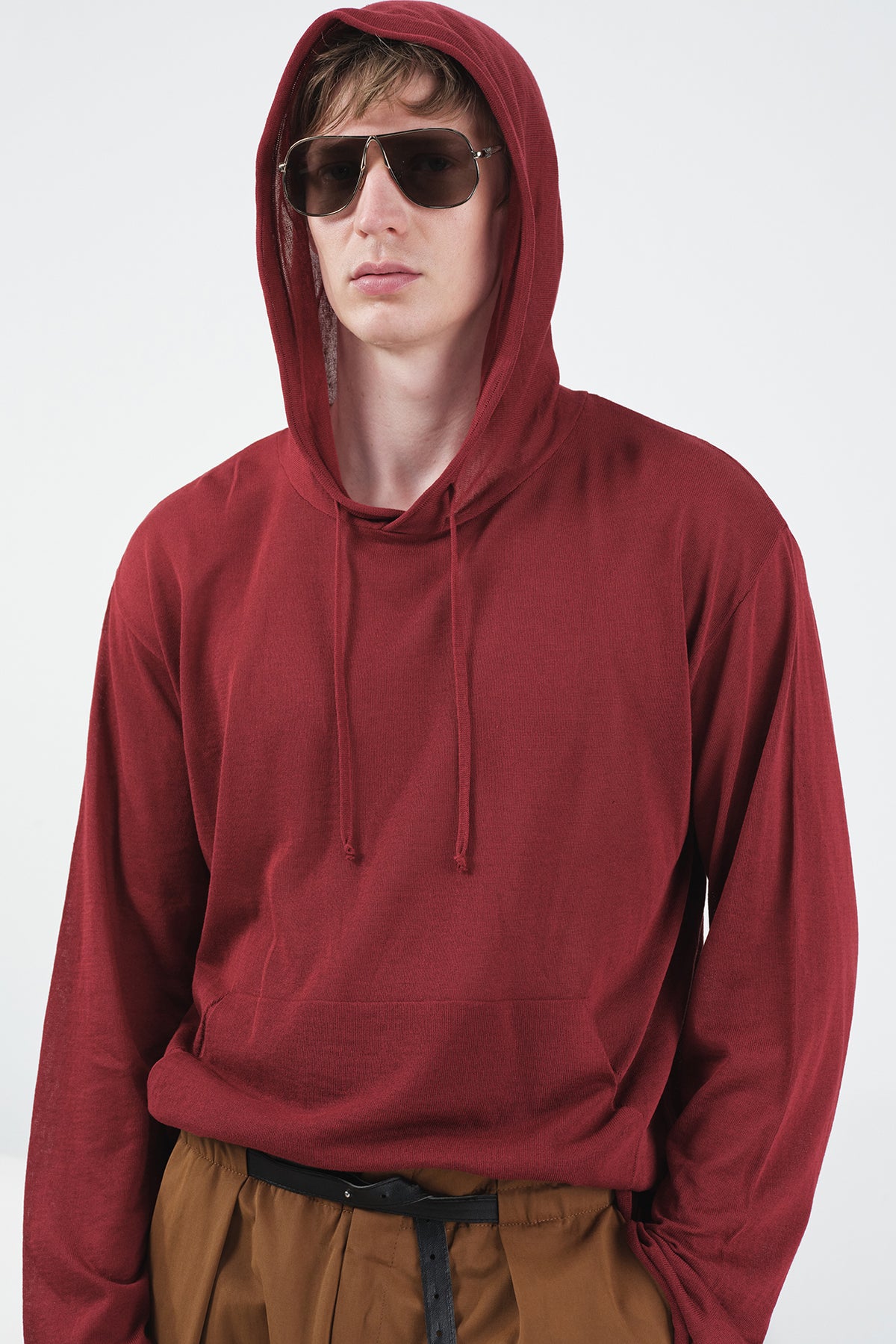 DÖKÜMLÜ KIRMIZI KETEN TRİKO SWEATSHIRT